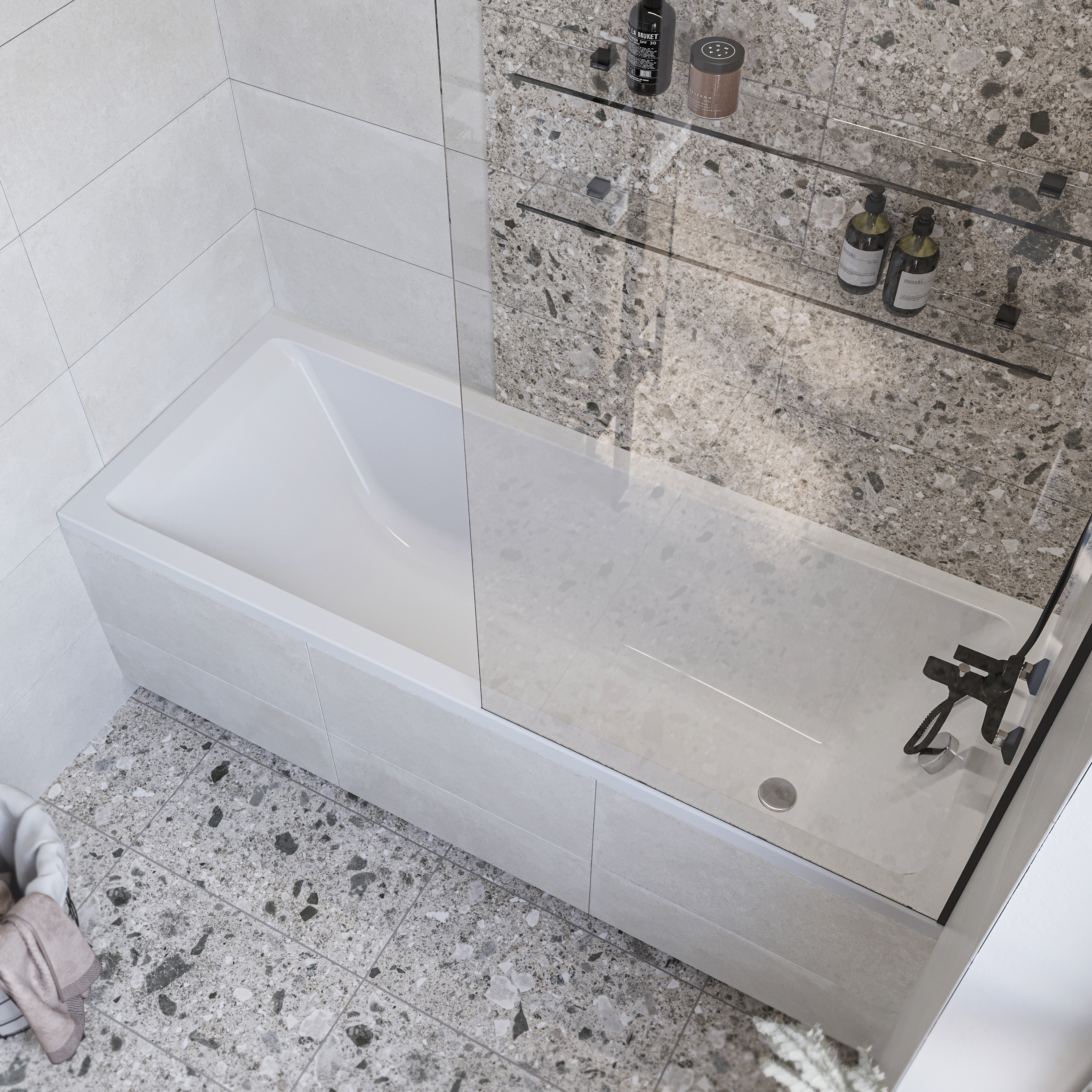 Акриловая ванна STWORKI Карлстад 180x70, с каркасом и сливом-переливом купить в Тамбове