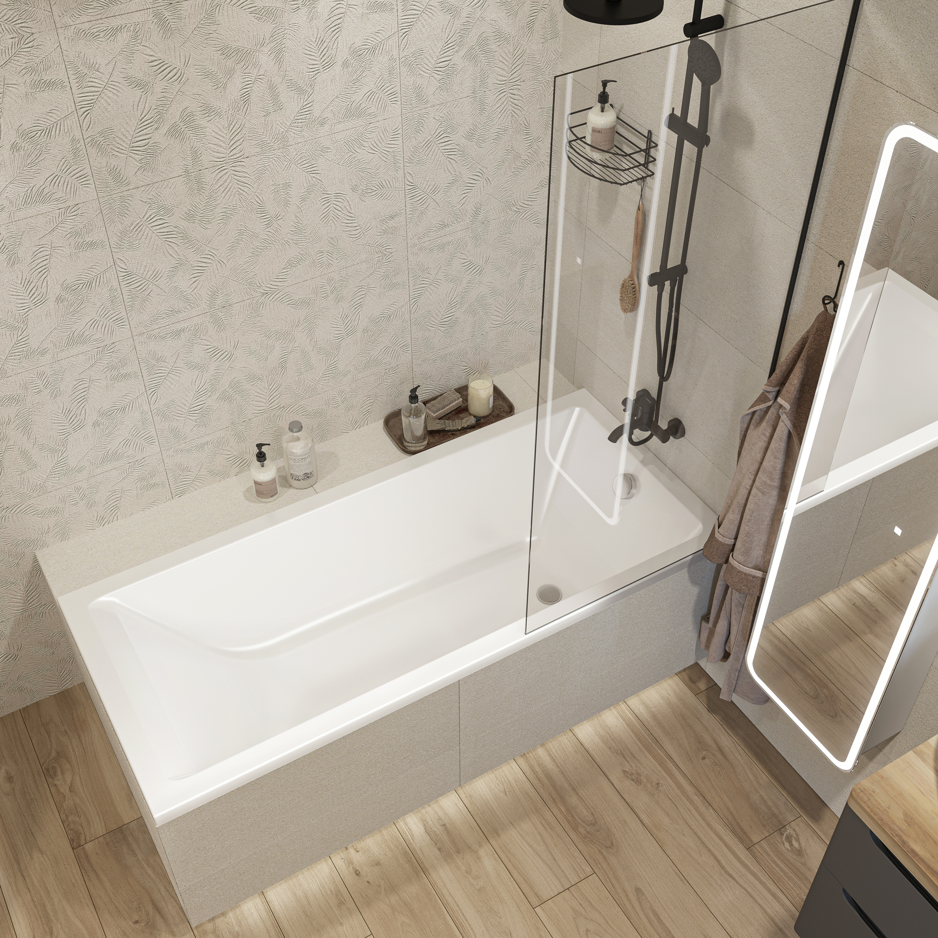 Акриловая ванна STWORKI Карлстад 170x75 см, пристенная, белая, с каркасом купить в Тамбове