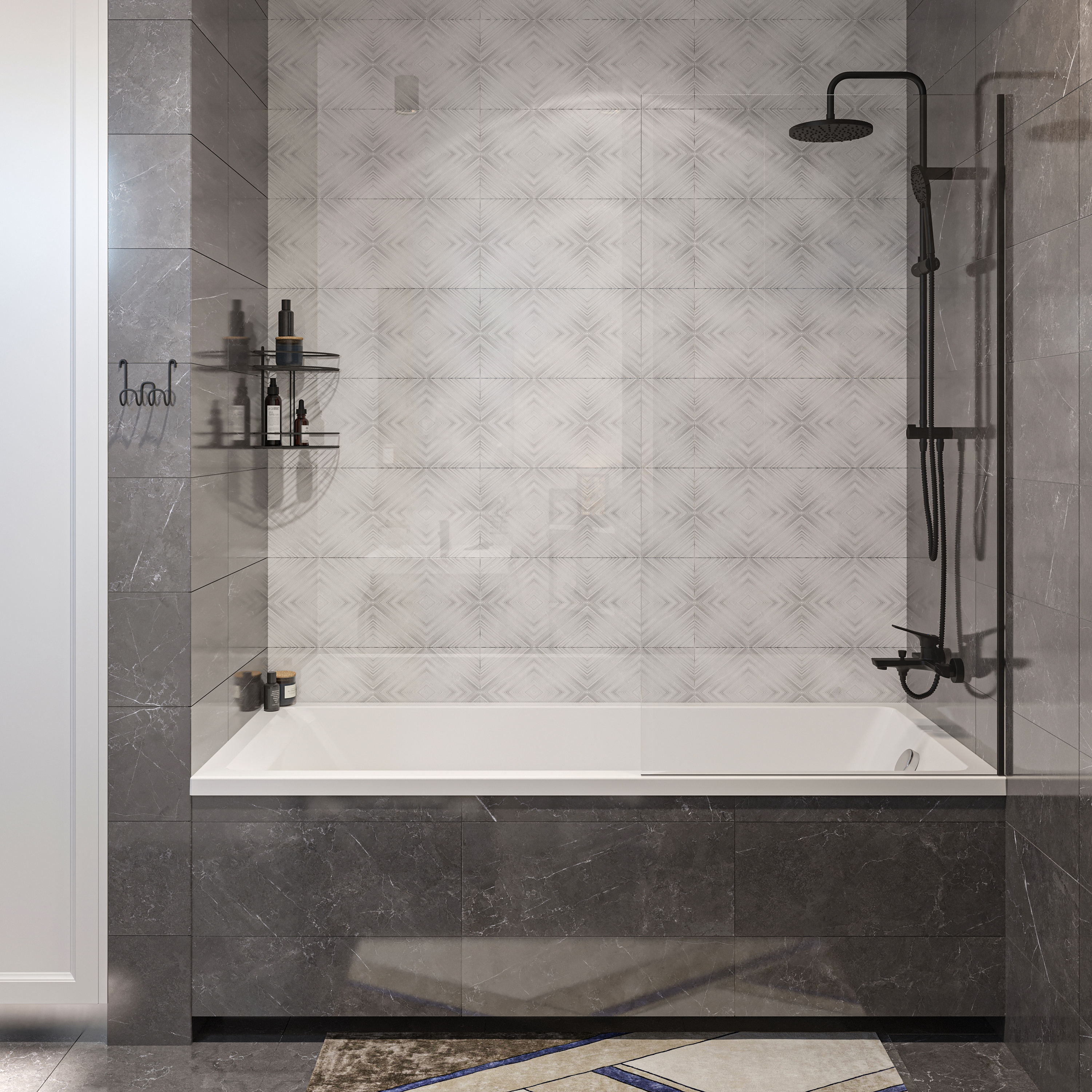 Акриловая ванна STWORKI Карлстад 180x80 см, с каркасом, с экраном купить в Тамбове