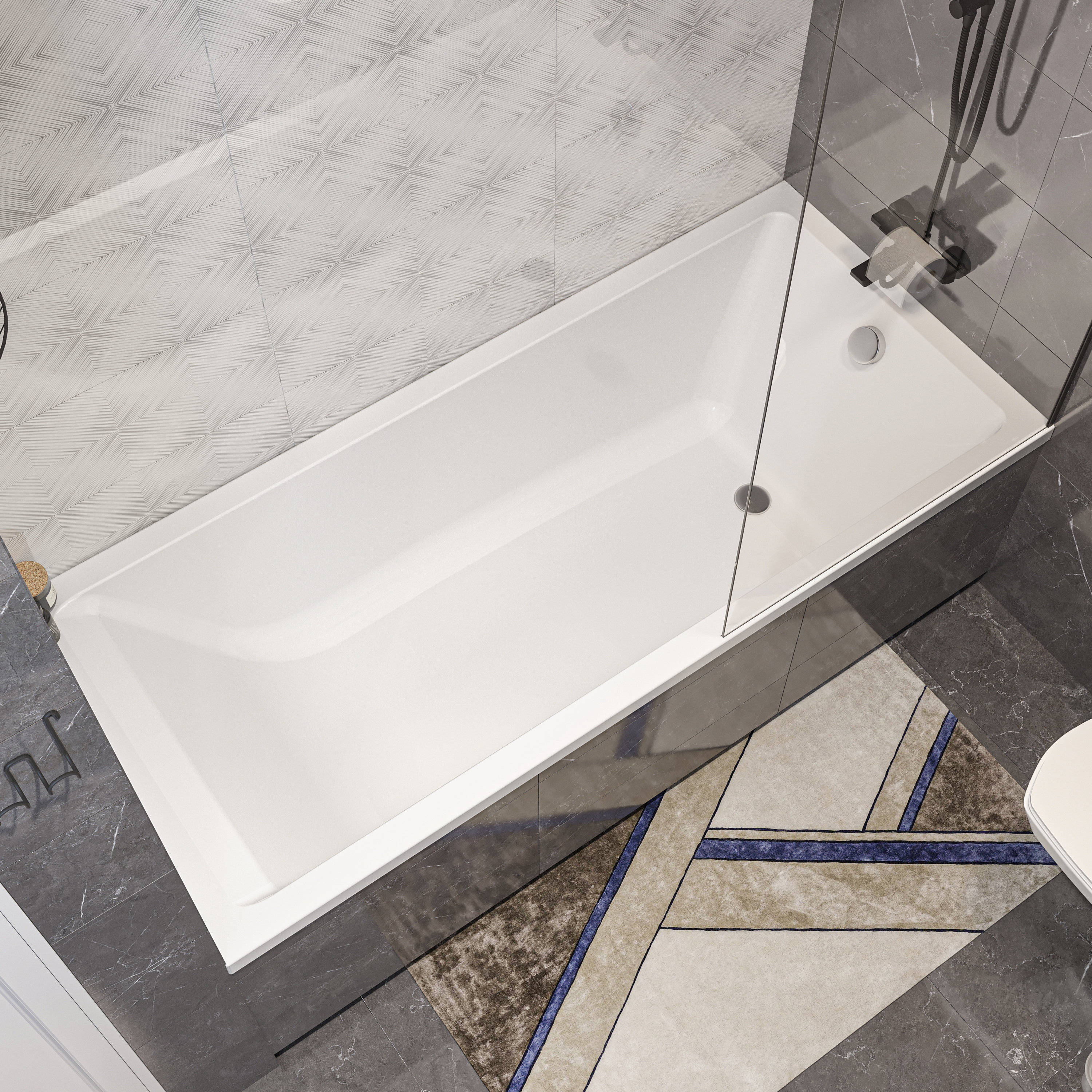 Акриловая ванна STWORKI Карлстад 180x80 см, с каркасом, с экраном купить в Тамбове