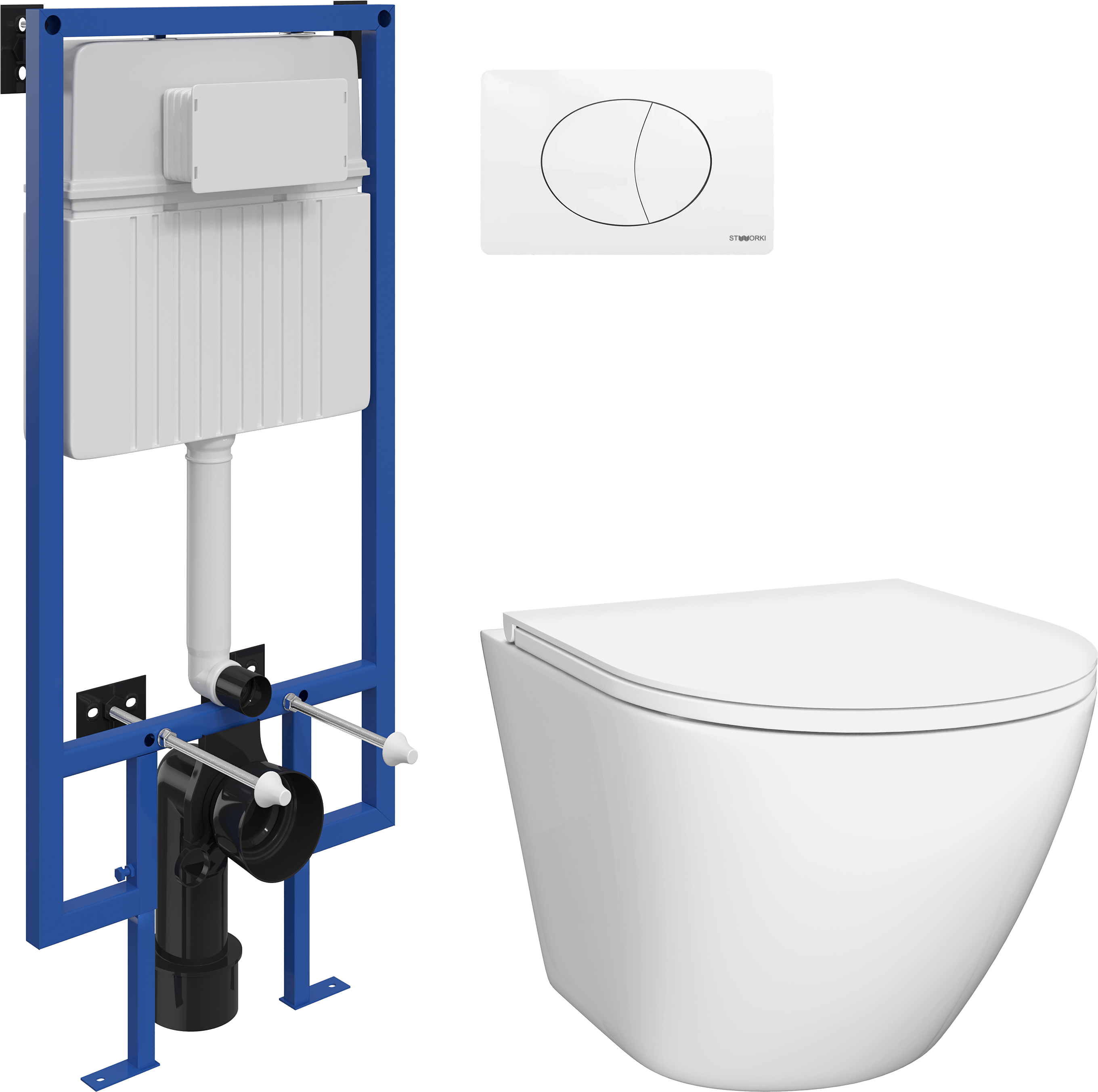 Комплект Унитаз подвесной DIWO Элиста 4412 + Инсталляция STWORKI 510162 + Кнопка 230824 белая