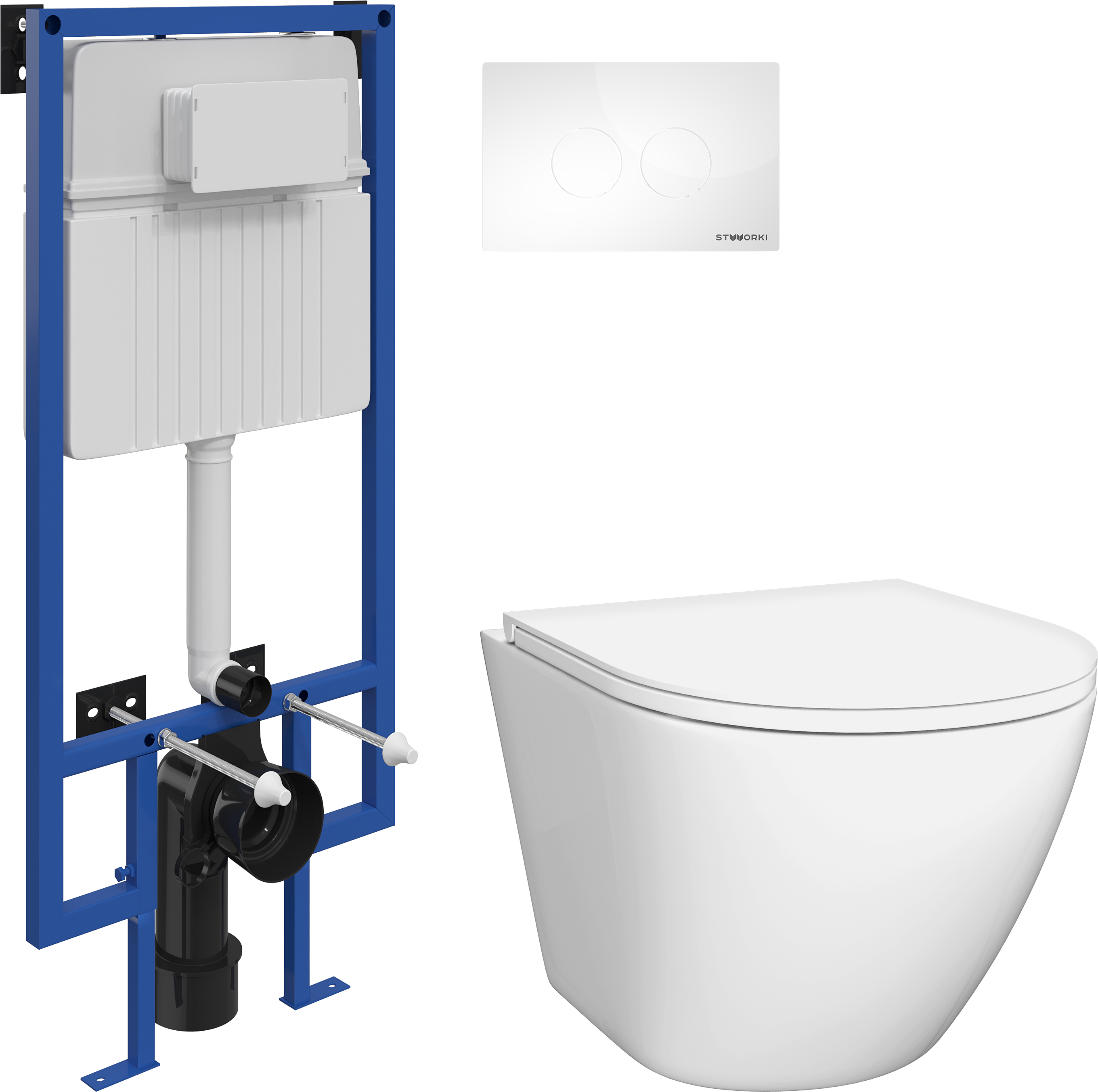 Комплект Унитаз подвесной DIWO Элиста 4412 + Инсталляция STWORKI 510162 + Кнопка Хельсинки 500470 белая