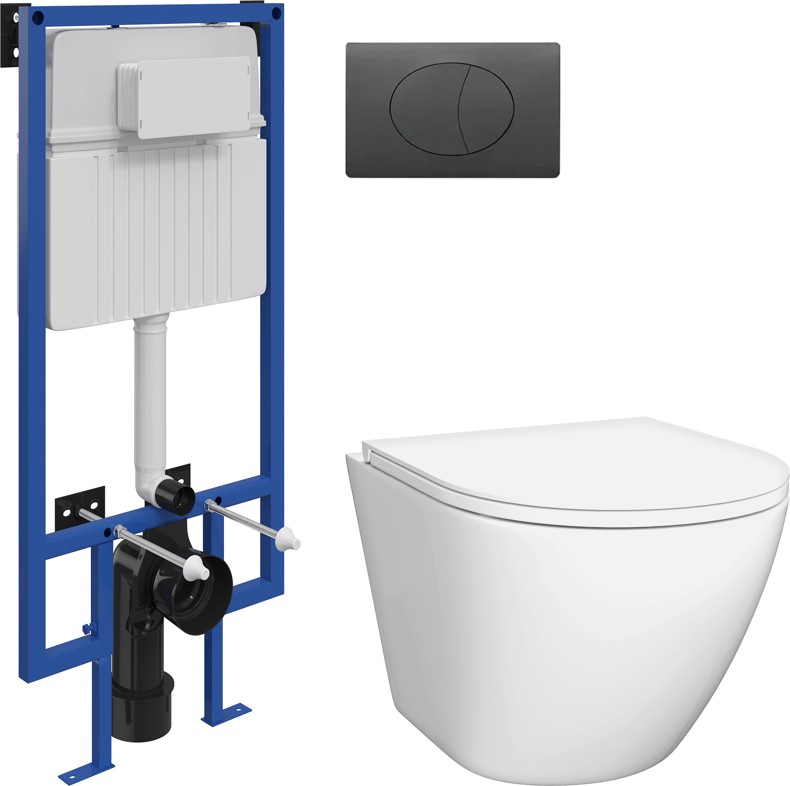 Комплект Унитаз подвесной DIWO Элиста 4412 + Инсталляция STWORKI 510162 + Кнопка 230858 черный матовый