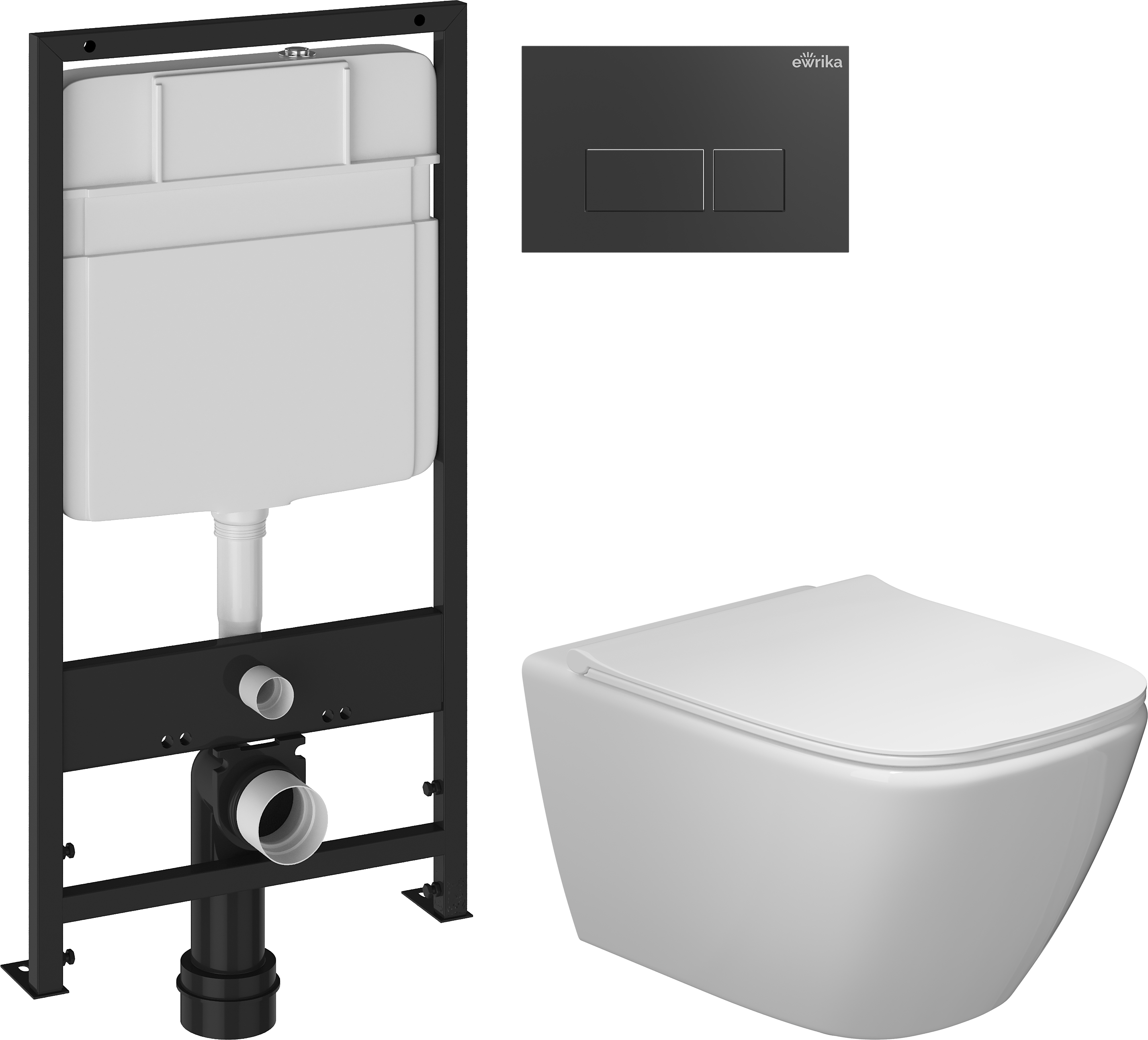 Комплект 3 в 1 Унитаз подвесной STWORKI Карлстад 5610 + Инсталляция EWRIKA ProLT 0026-2020 + Кнопка 0044 цвет матовый черный
