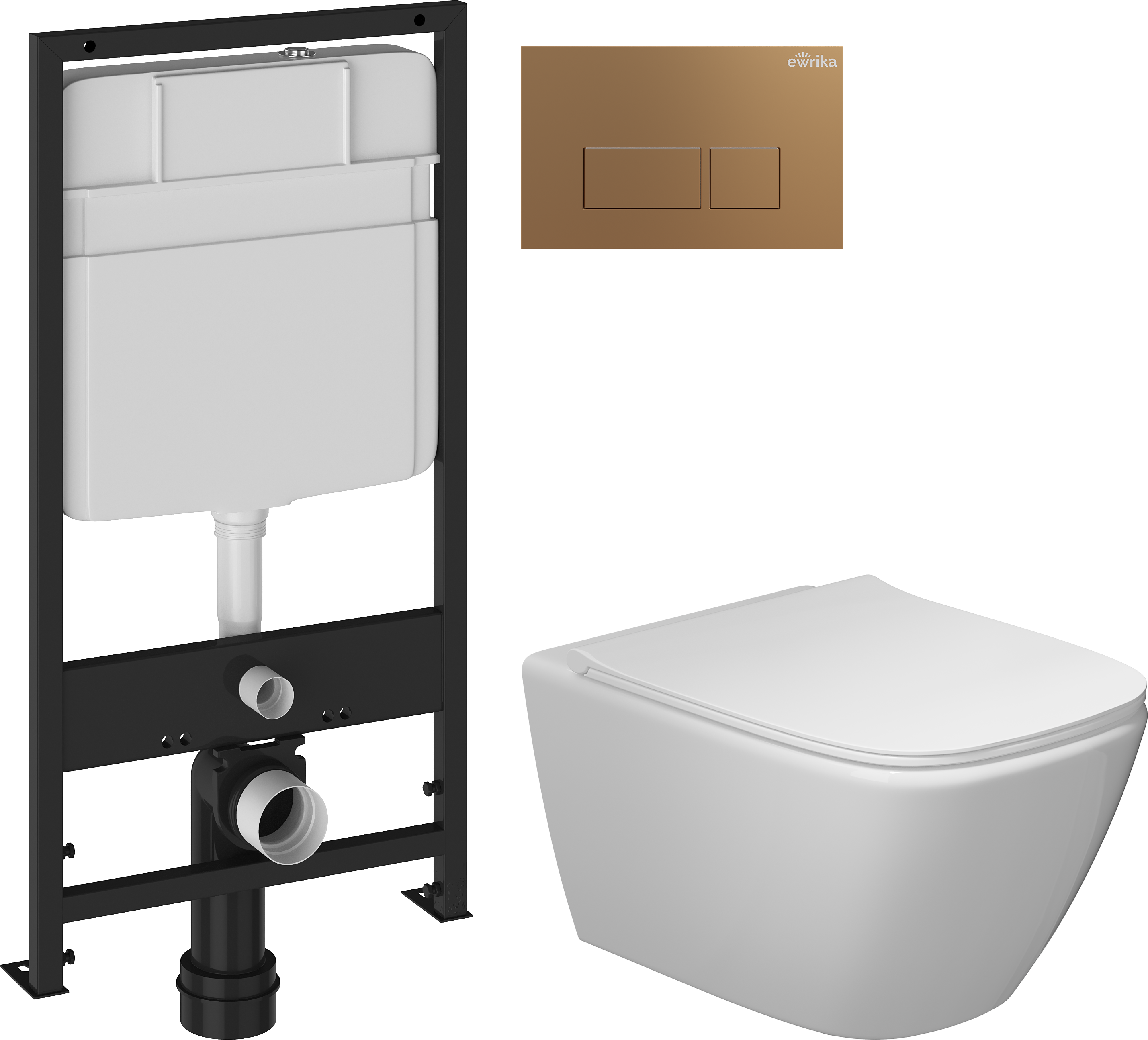 Комплект 3 в 1 Унитаз подвесной STWORKI Карлстад 5610 + Инсталляция EWRIKA ProLT 0026-2020 + Кнопка 0043