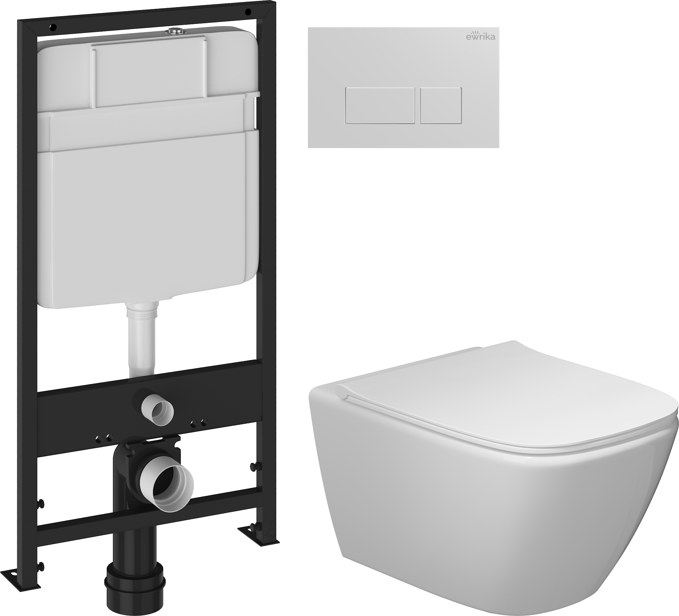 Комплект 3 в 1 Унитаз подвесной STWORKI Карлстад 5610 + Инсталляция EWRIKA ProLT 0026-2020 + Кнопка 0042 цвет белый
