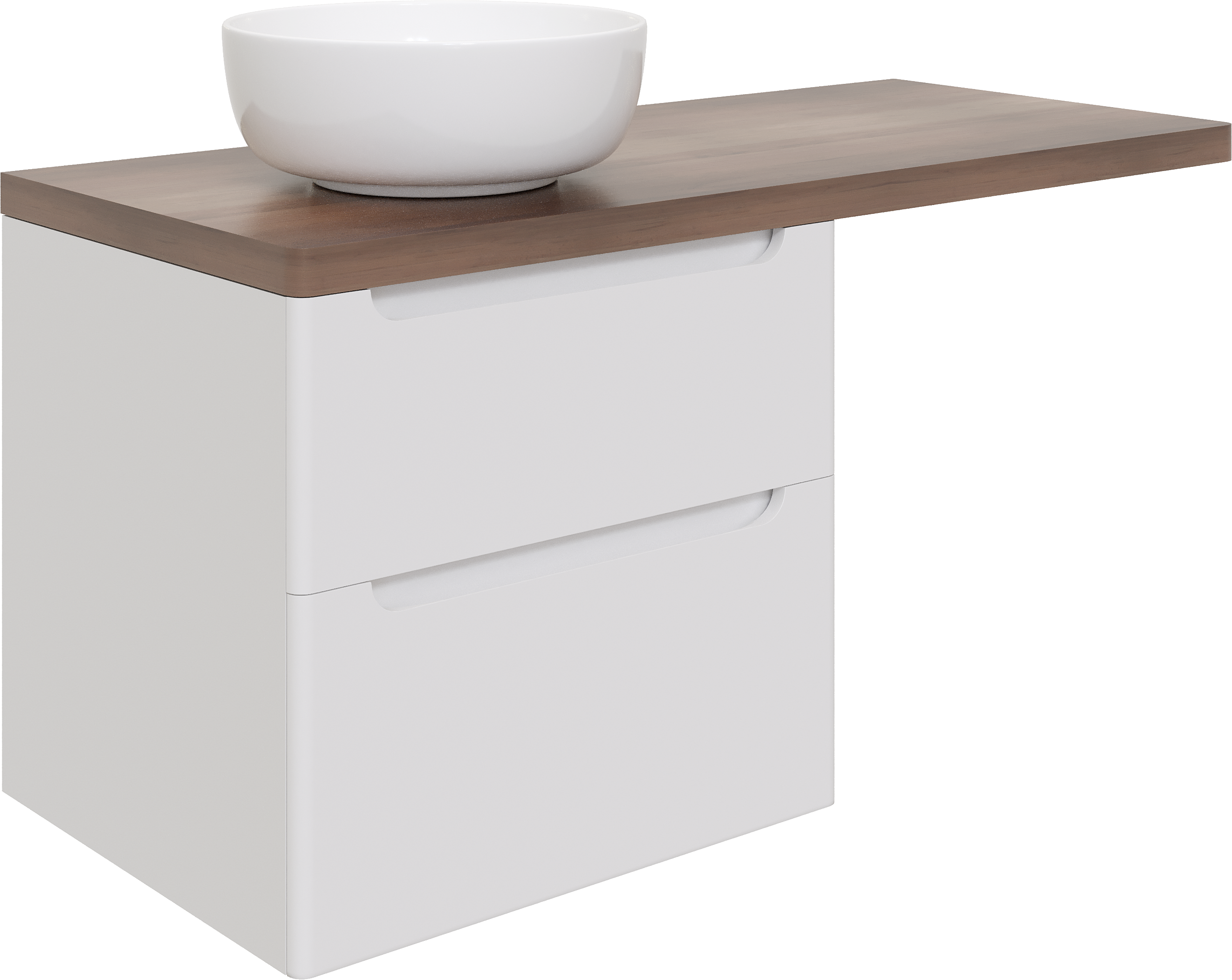 Тумба под раковину со столешницей STWORKI Берген 122 белая, столешница темная, без отверстий + правый кронштейн