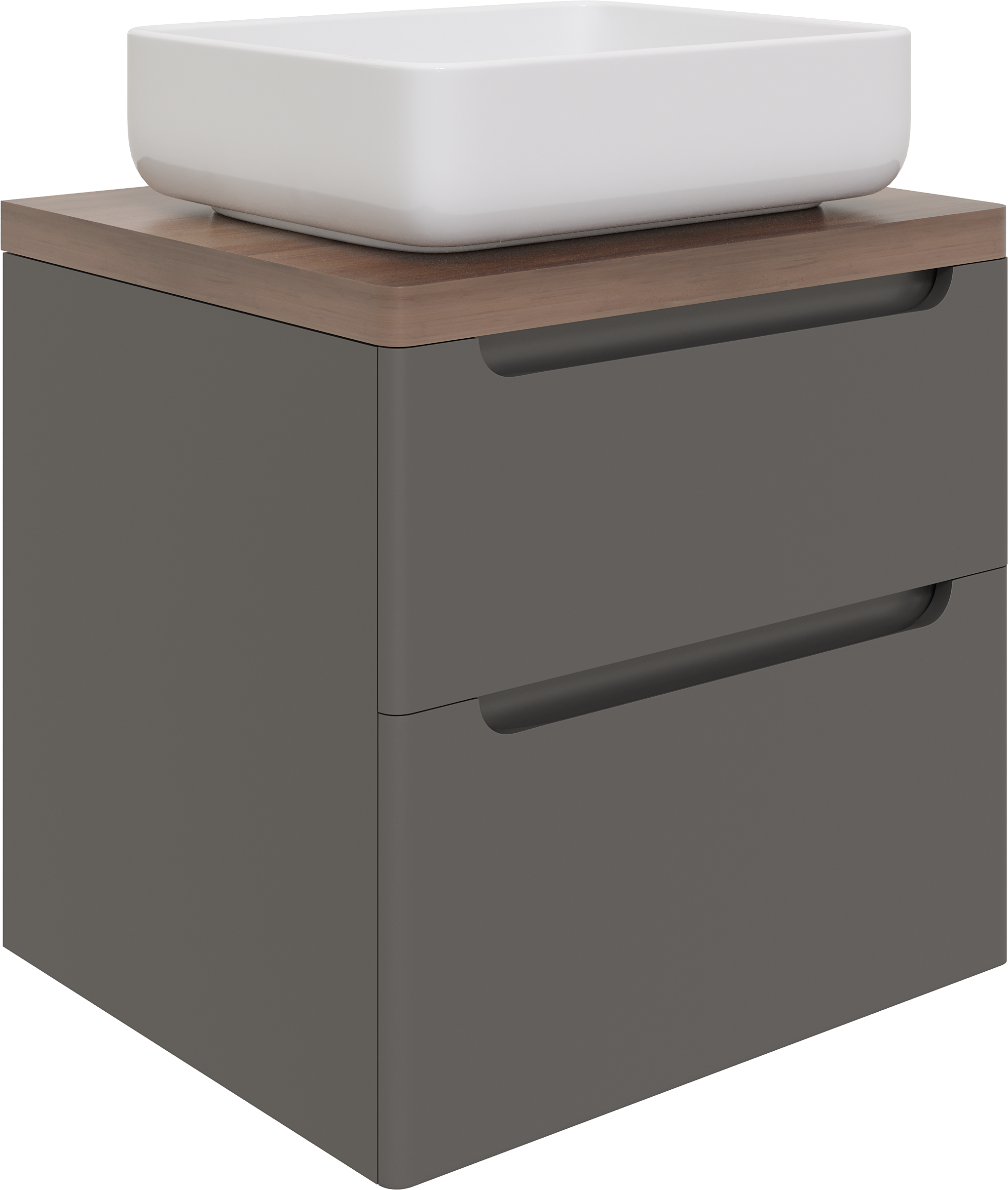 Тумба под раковину со столешницей STWORKI Берген 60 серая, столешница темная