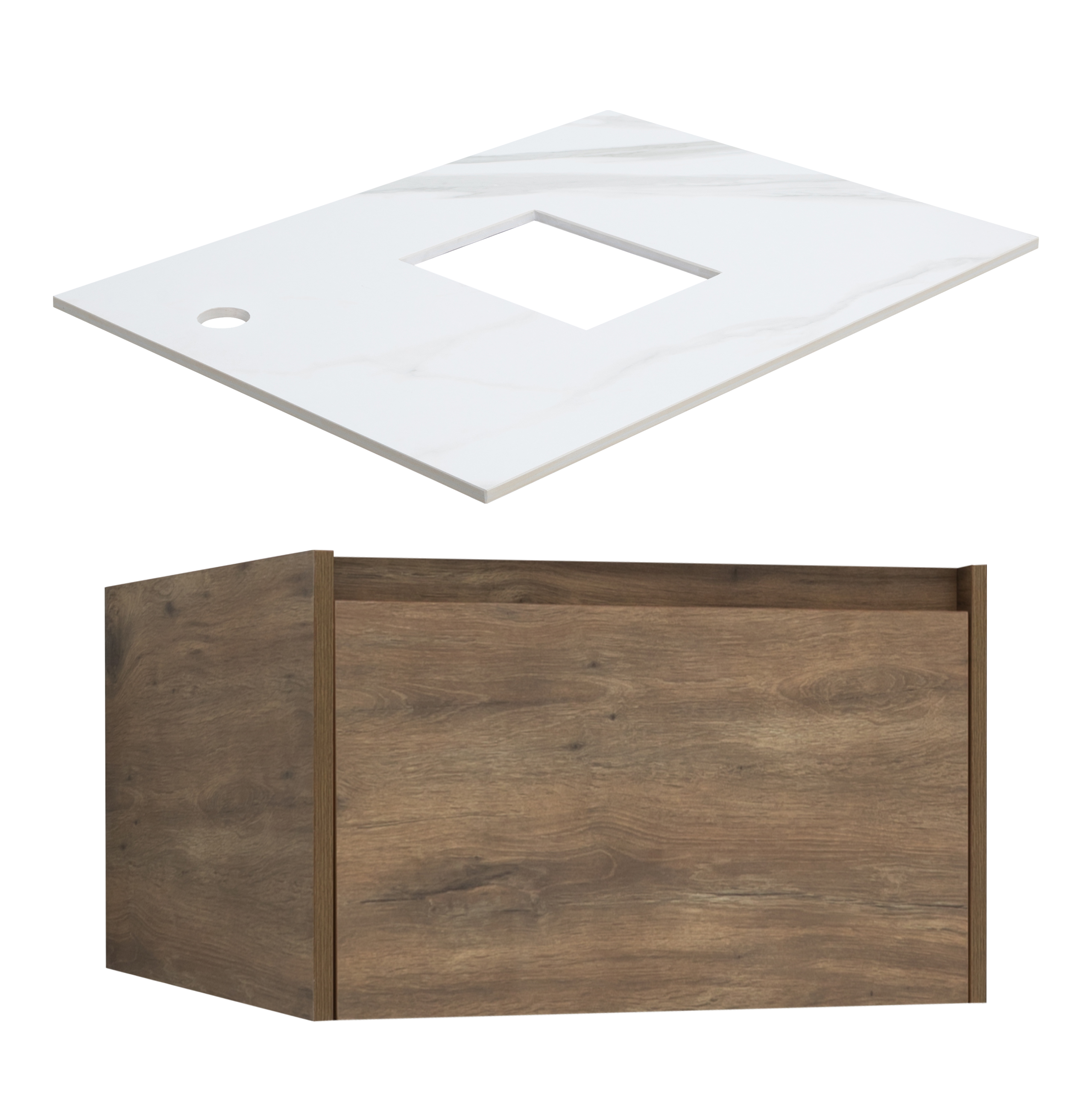 Тумба под раковину со столешницей STWORKI Карлстад 60 дуб рустикальный, монте тиберио, с отверстием для смесителя