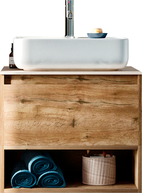 Тумба под раковину со столешницей STWORKI Карлстад 60 дуб рустикальный, роверелла