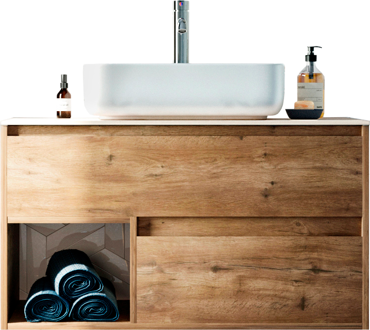 Тумба под раковину со столешницей STWORKI Карлстад 90 дуб рустикальный, роверелла