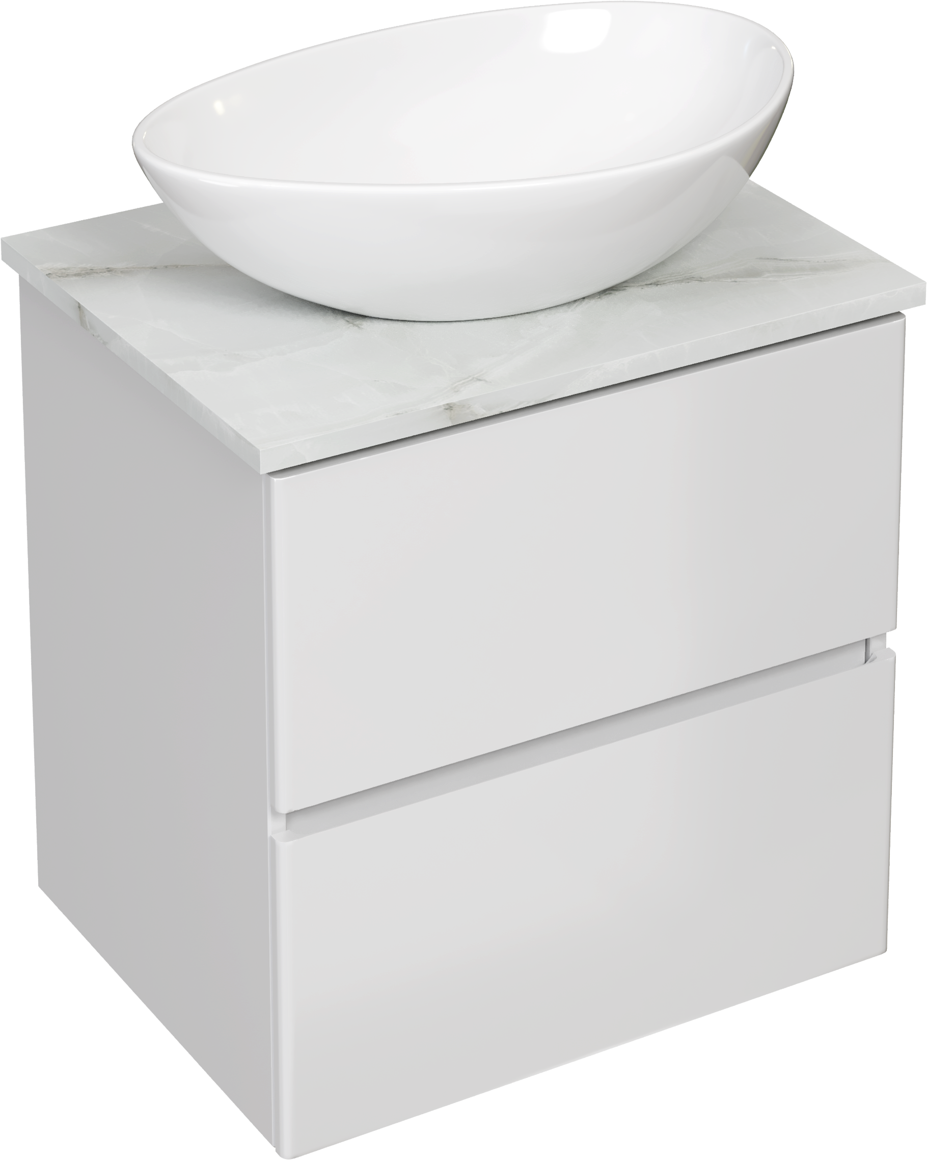 Тумба под раковину со столешницей STWORKI Колдинг 60 белая, сатиновая светло-серая