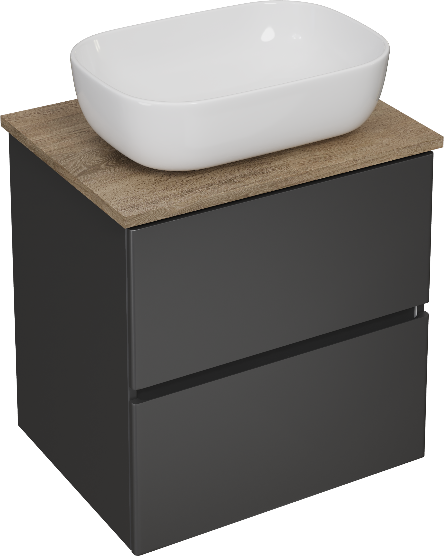 Тумба под раковину со столешницей STWORKI Колдинг 60 антрацит, матовый орех