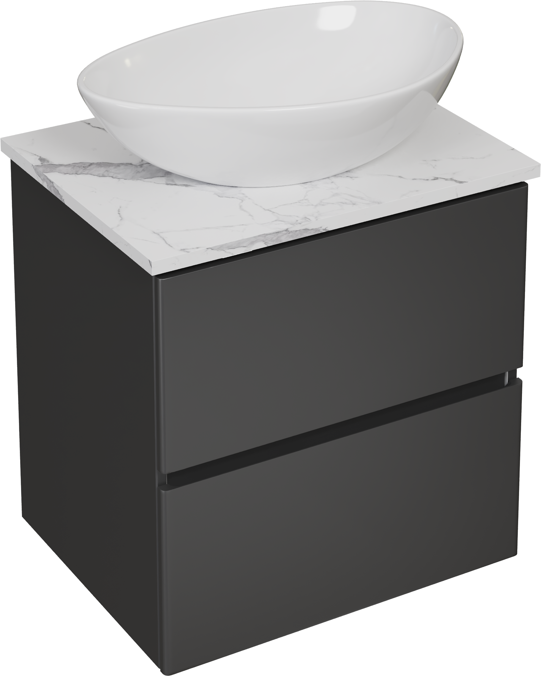Тумба под раковину со столешницей STWORKI Колдинг 60 антрацит, матовая белая