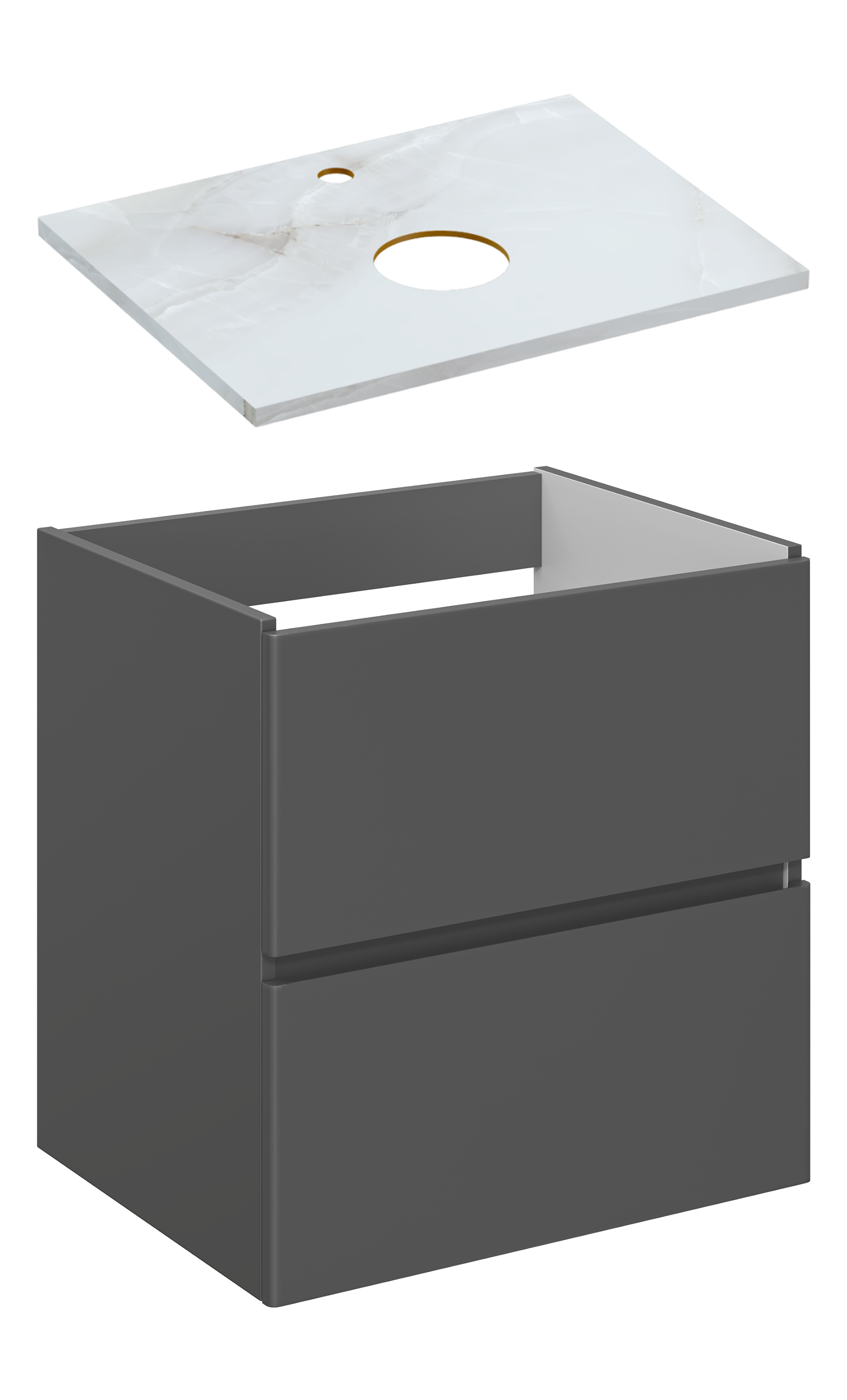 Тумба под раковину со столешницей STWORKI Колдинг 60 антрацит, сатиновая светло-серая