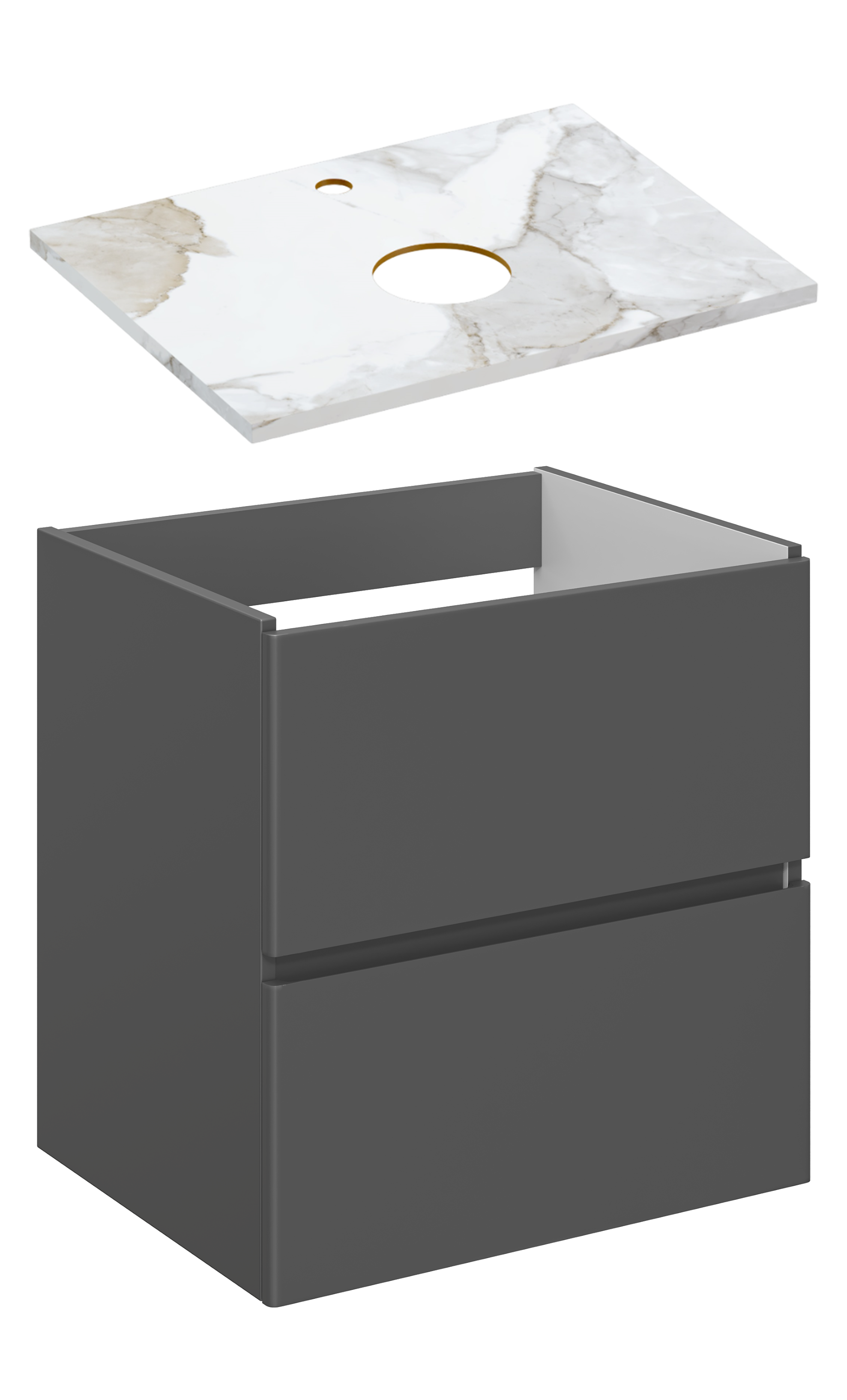 Тумба под раковину со столешницей STWORKI Колдинг 60 антрацит, сатиновая белая