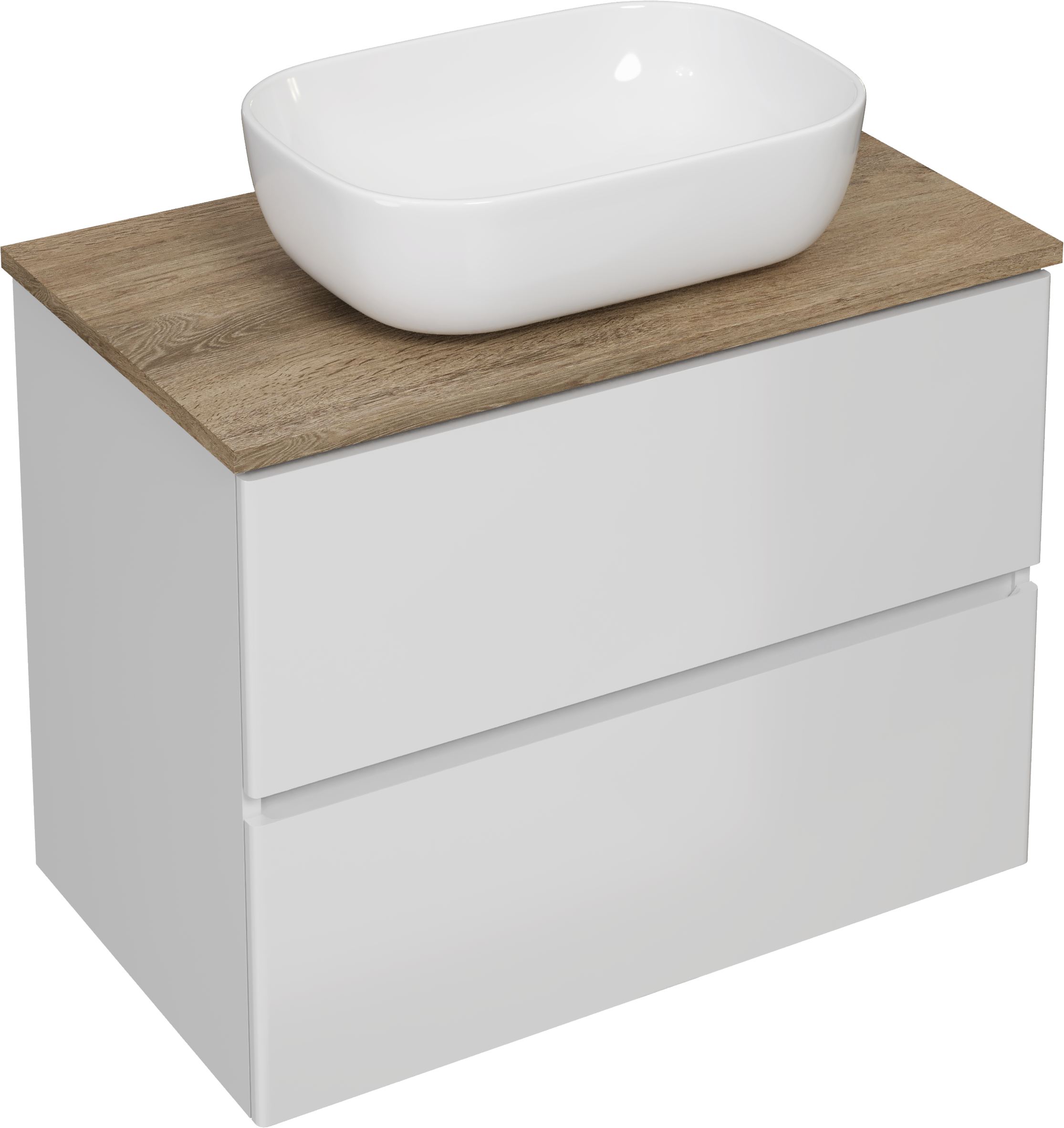 Тумба под раковину со столешницей STWORKI Колдинг 80 белая, матовый орех