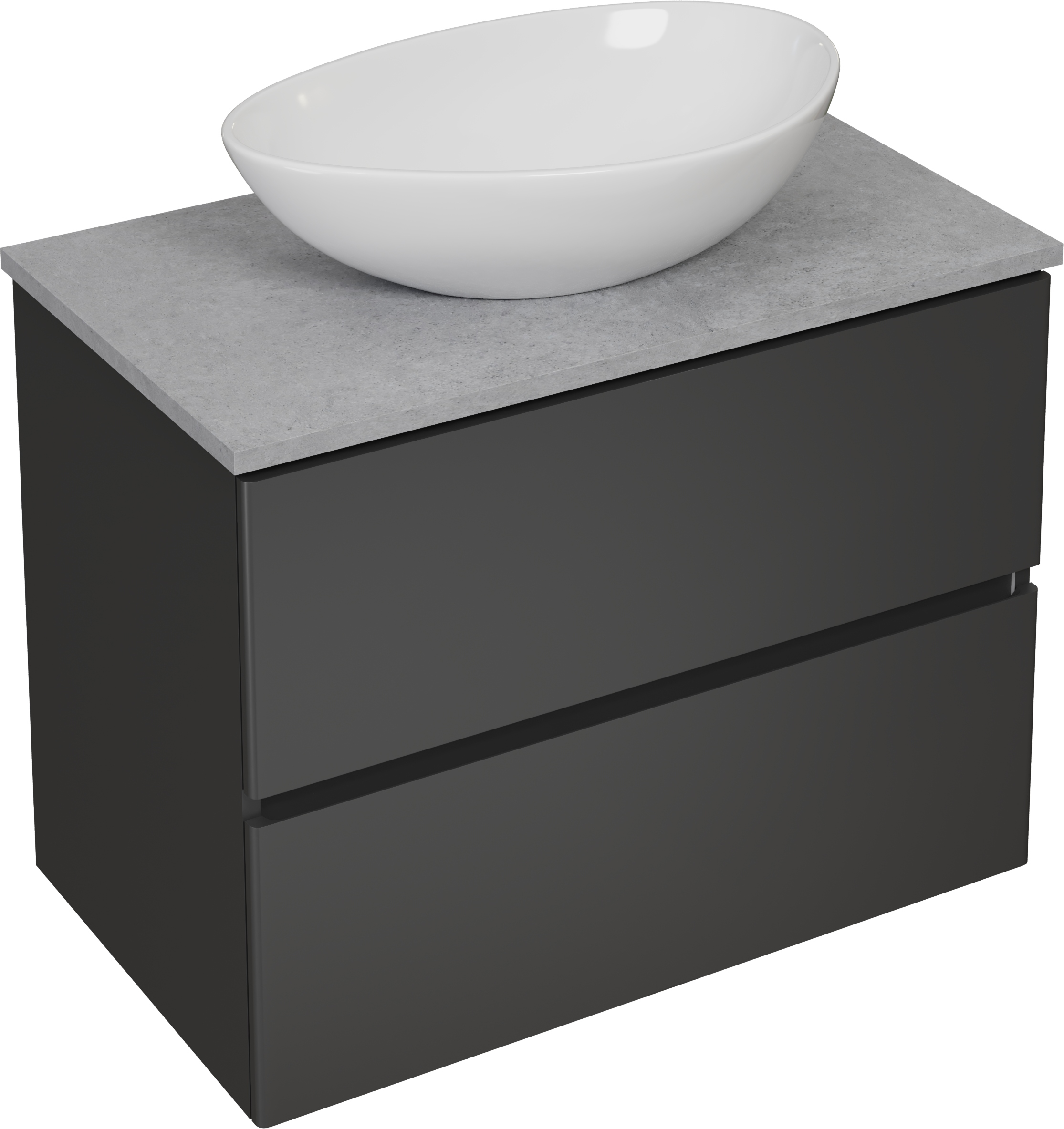 Тумба под раковину со столешницей STWORKI Колдинг 80 антрацит, матовая серая