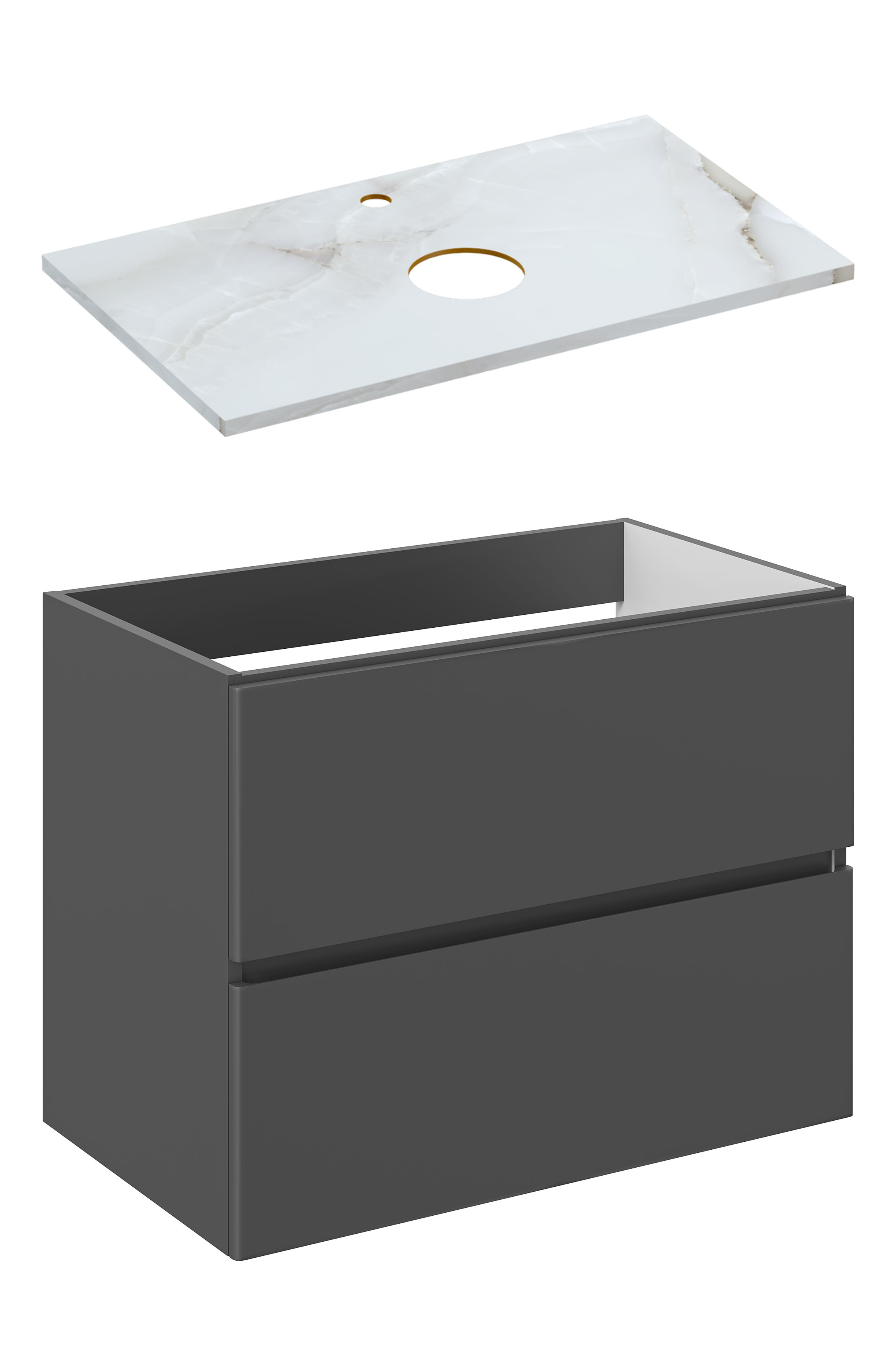 Тумба под раковину со столешницей STWORKI Колдинг 80 антрацит, сатиновая светло-серая