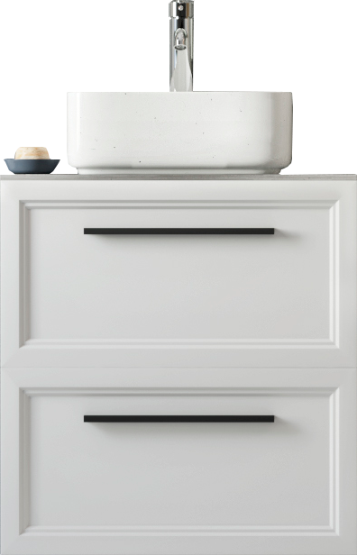 Тумба под раковину со столешницей STWORKI Эстерсунд 60 матовая белая, монте тиберио