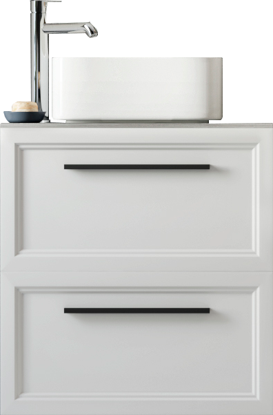 Тумба под раковину со столешницей STWORKI Эстерсунд 60 матовая белая, монте тиберио, с отверстием для смесителя