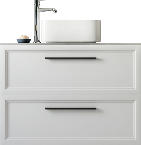 Тумба под раковину со столешницей STWORKI Эстерсунд 90 матовая белая, роверелла, с отверстием для смесителя