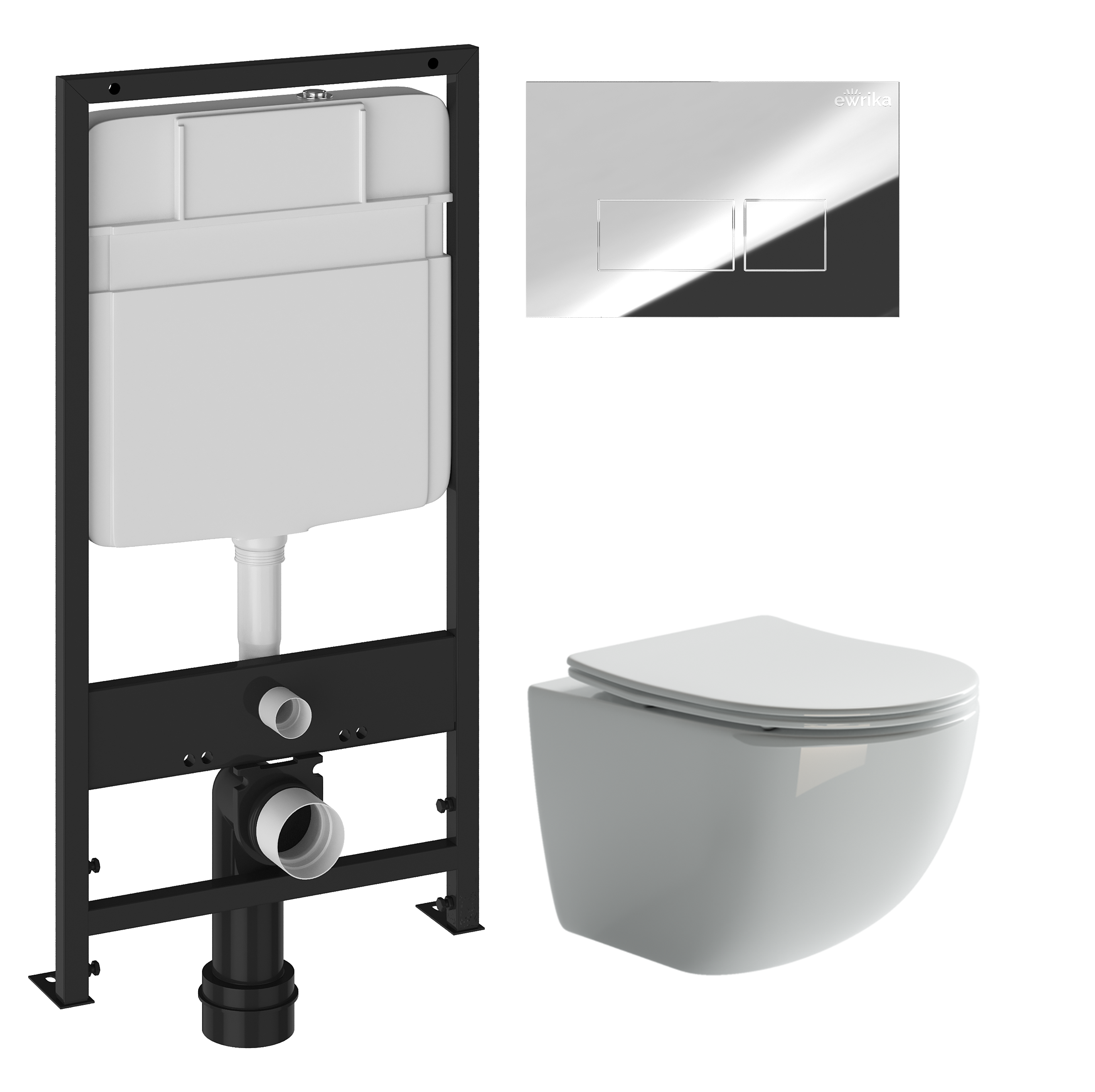 Комплект 3 в 1 Унитаз подвесной Ceramicanova Forma CN3009 + Инсталляция EWRIKA ProLT 0026-2020 + Кнопка 0041 цвет хром