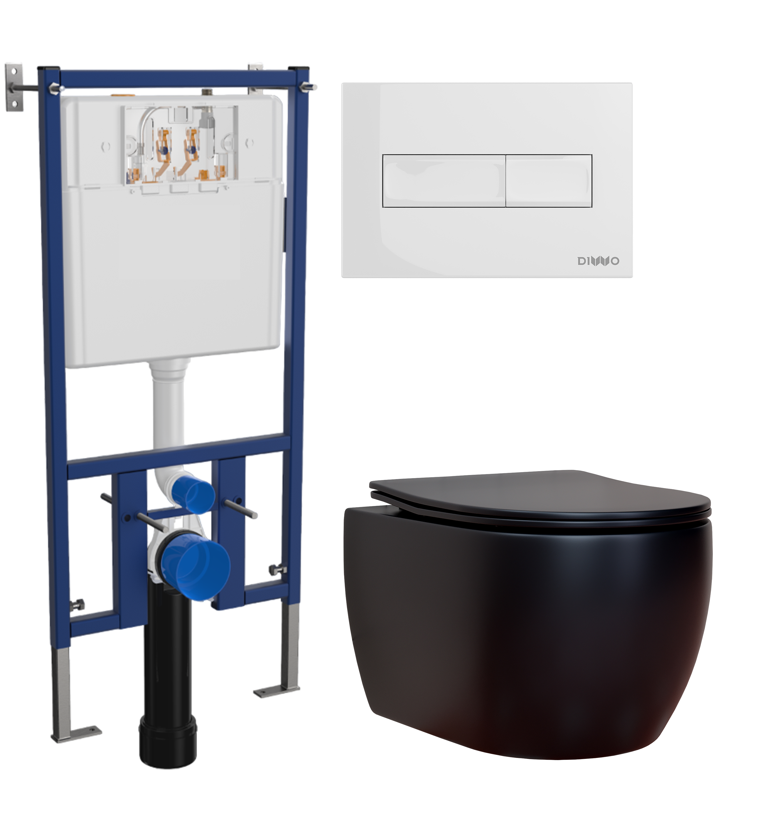 Комплект 3 в 1 Унитаз подвесной Ceramicanova Play CN3001MB + Инсталляция DIWO 4501 + Кнопка 7320 цвет глянцевый белый