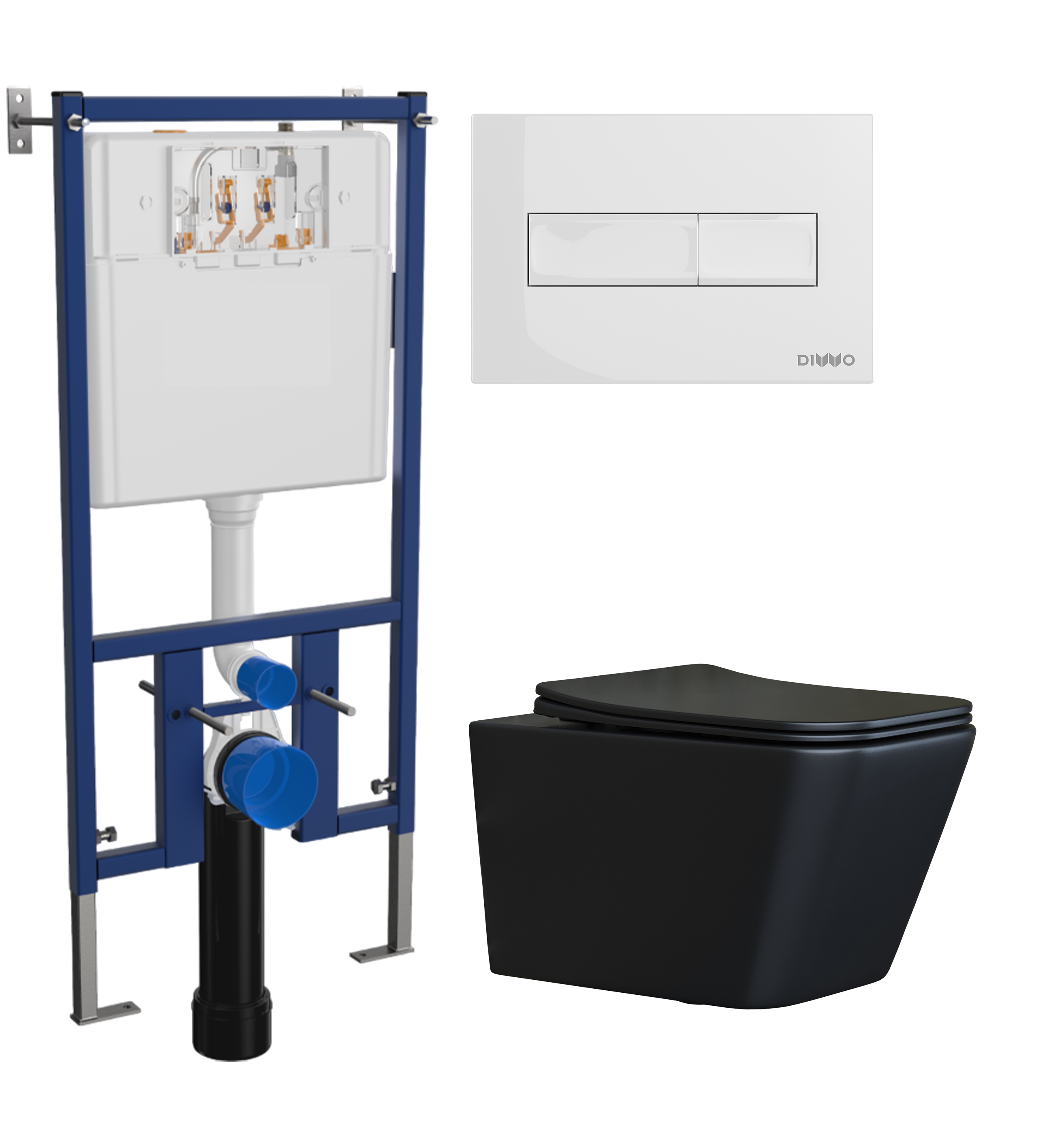 Комплект 3 в 1 Унитаз подвесной Ceramicanova Metric CN3007MB + Инсталляция DIWO 4501 + Кнопка 7320 цвет глянцевый белый