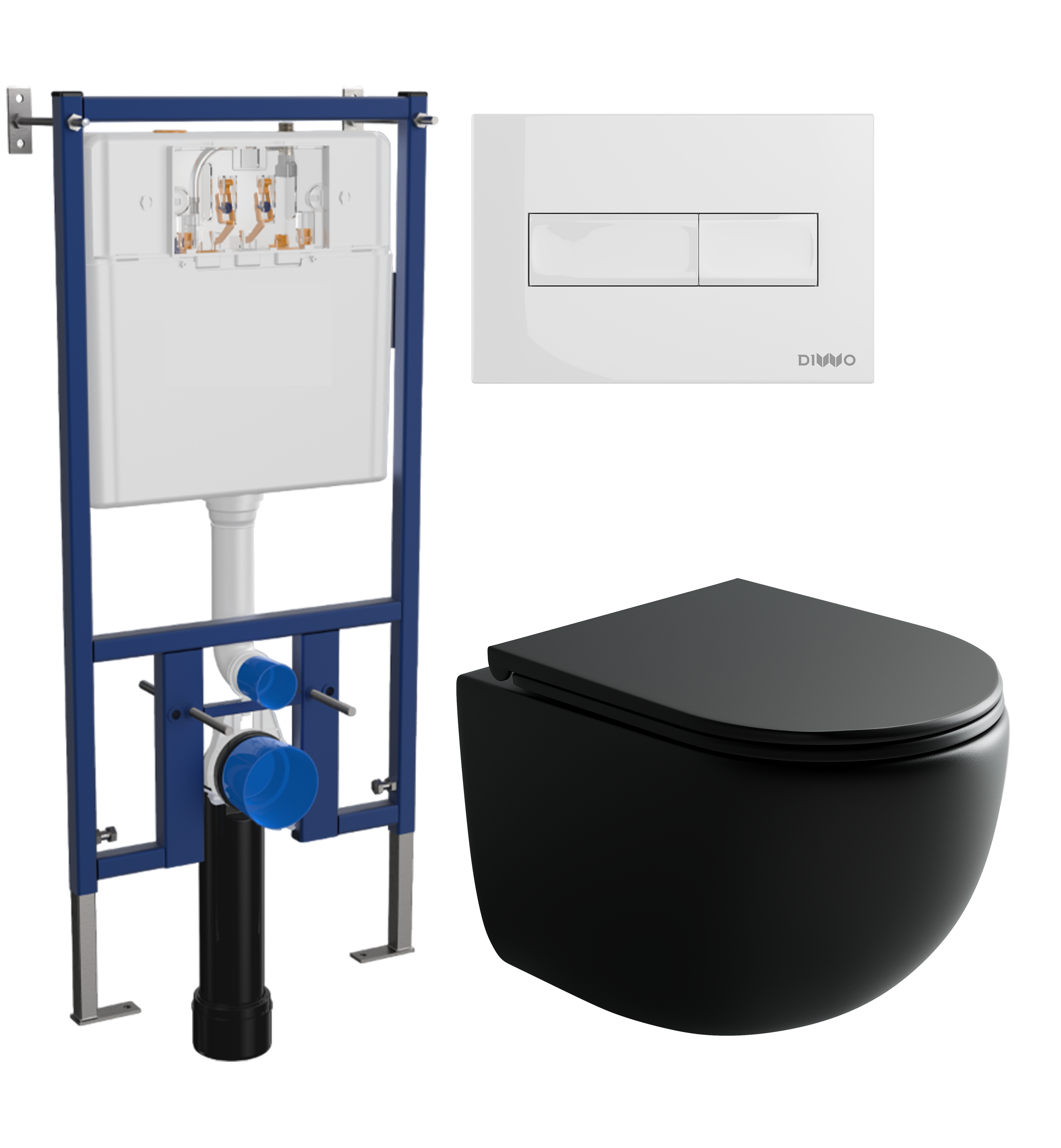 Комплект 3 в 1 Унитаз подвесной Ceramicanova UP Rimless CN4007MB + Инсталляция DIWO 4501 + Кнопка 7320 цвет глянцевый белый