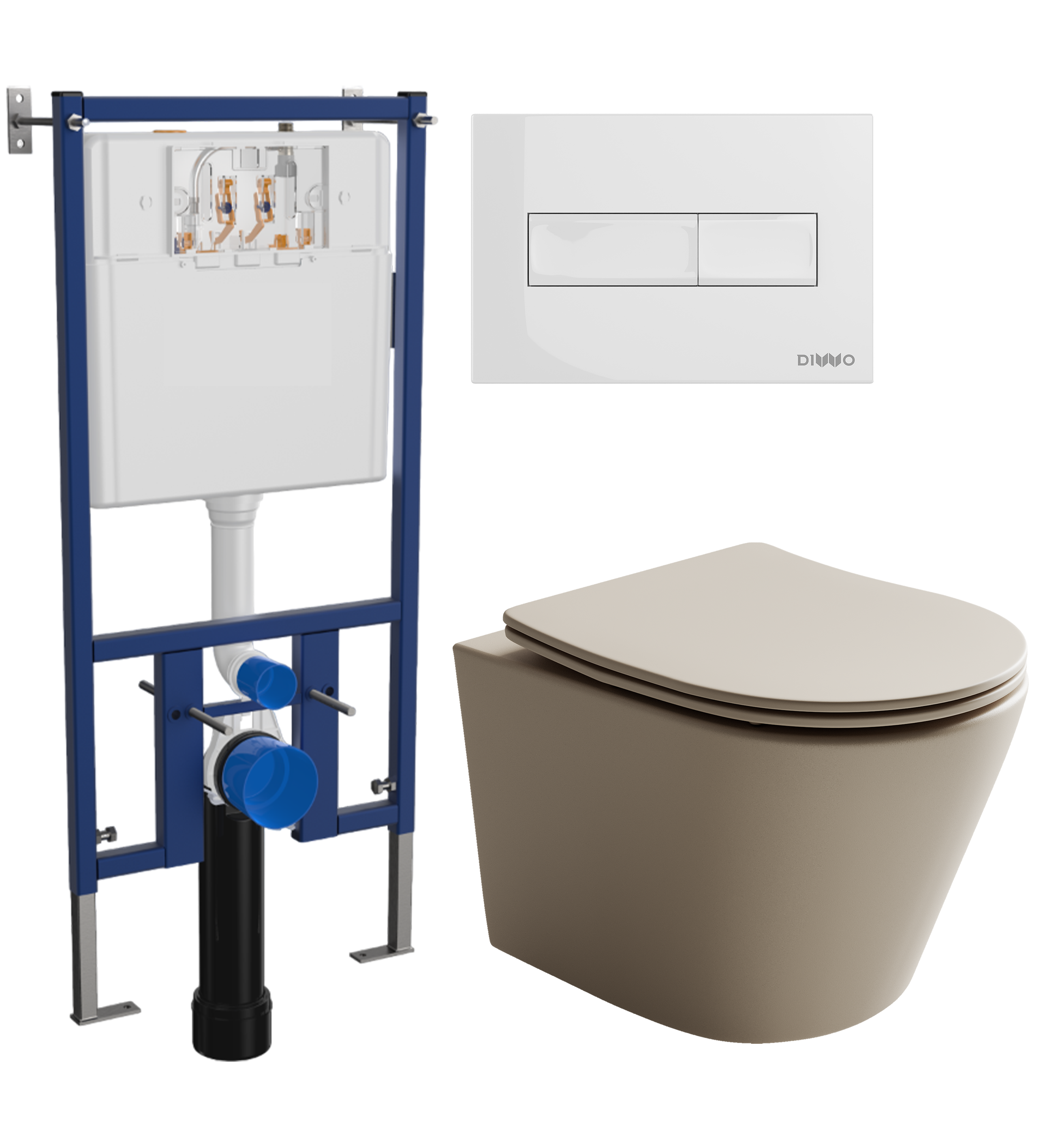 Комплект 3 в 1 Унитаз подвесной Ceramicanova Balearica Rimless CN6000MC + Инсталляция DIWO 4501 + Кнопка 7320 цвет глянцевый белый