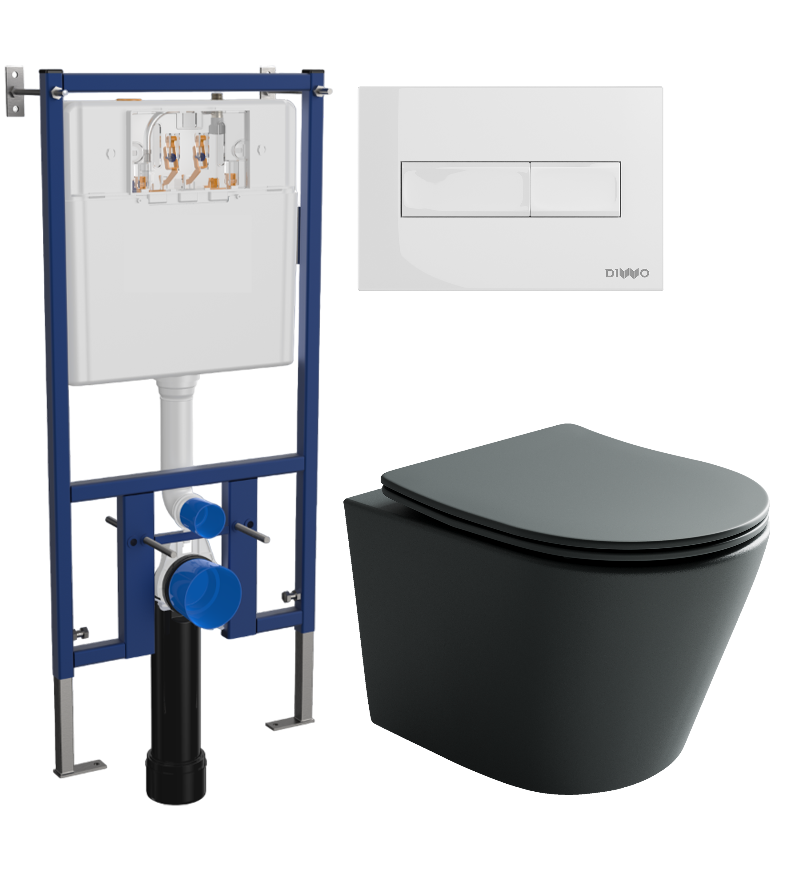 Комплект 3 в 1 Унитаз подвесной Ceramicanova Balearica Rimless CN6000MDH + Инсталляция DIWO 4501 + Кнопка 7320 цвет глянцевый белый