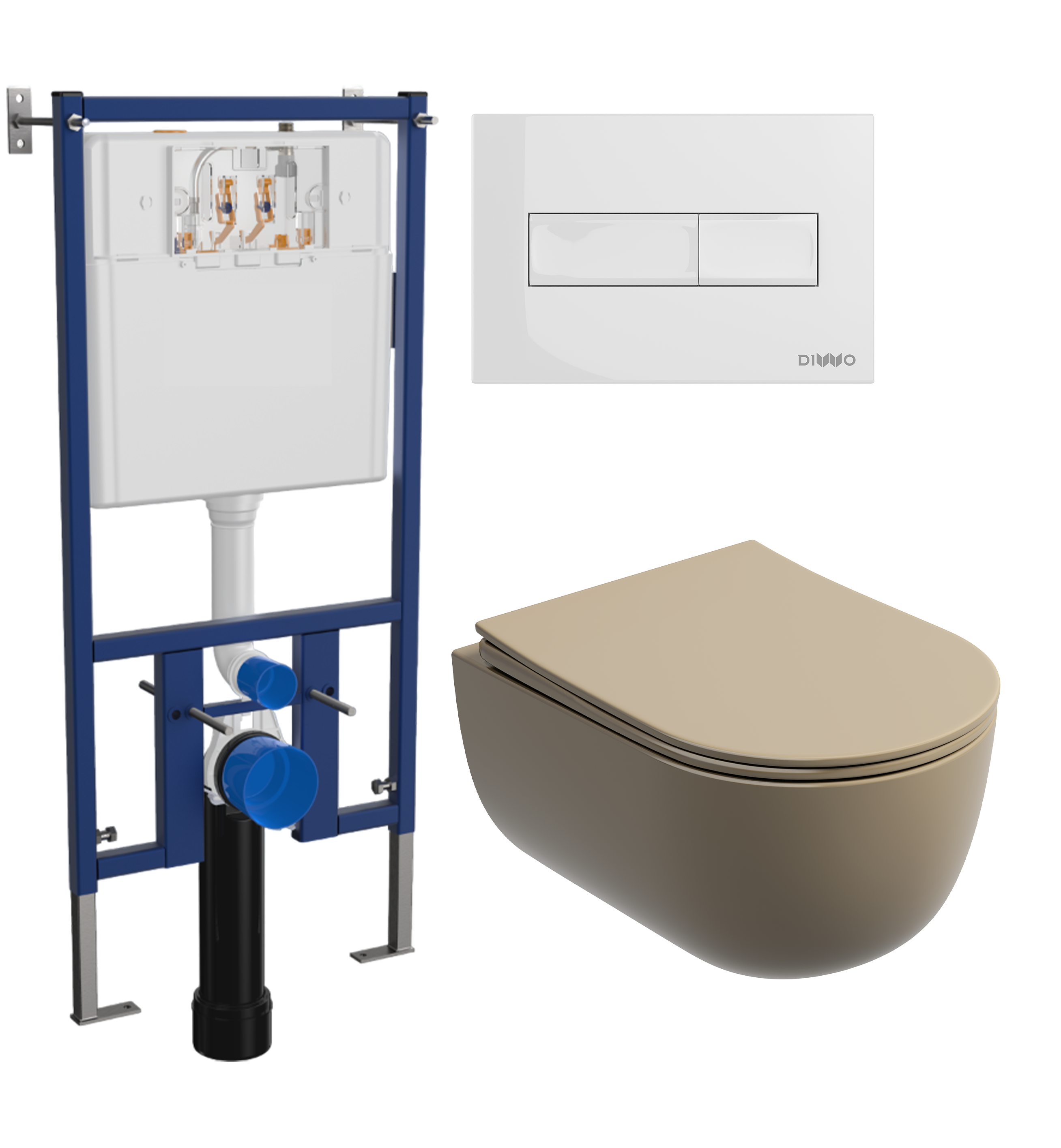 Комплект 3 в 1 Унитаз подвесной Ceramicanova Modena Rimless CN6063MC + Инсталляция DIWO 4501 + Кнопка 7320 цвет глянцевый белый