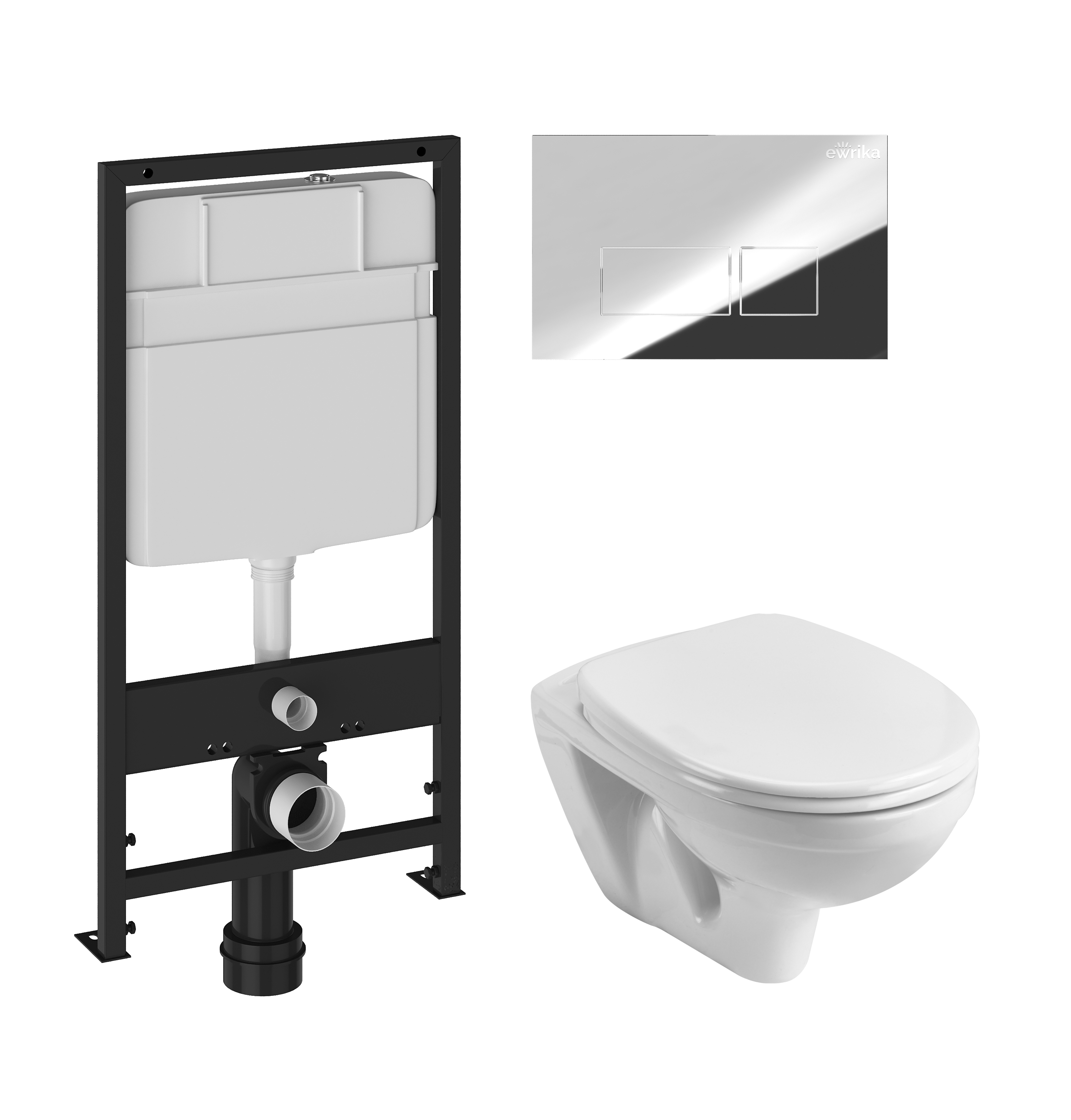 Комплект 3 в 1 Унитаз подвесной Santek Бореаль 1WH301977 + Инсталляция EWRIKA ProLT 0026-2020 + Кнопка 0041 цвет хром