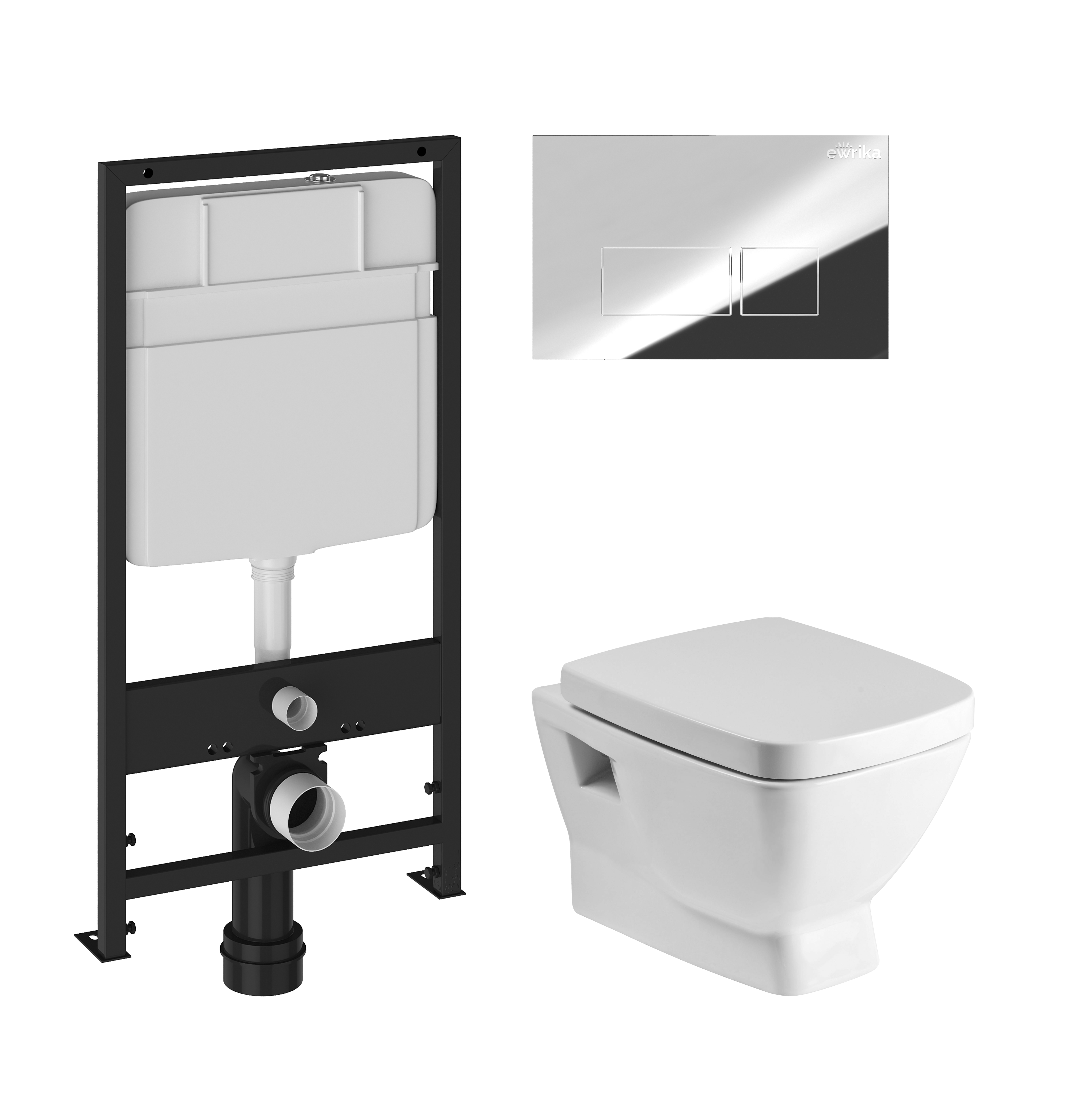 Комплект 3 в 1 Унитаз подвесной Santek Нео 1WH302423 + Инсталляция EWRIKA ProLT 0026-2020 + Кнопка 0041 цвет хром