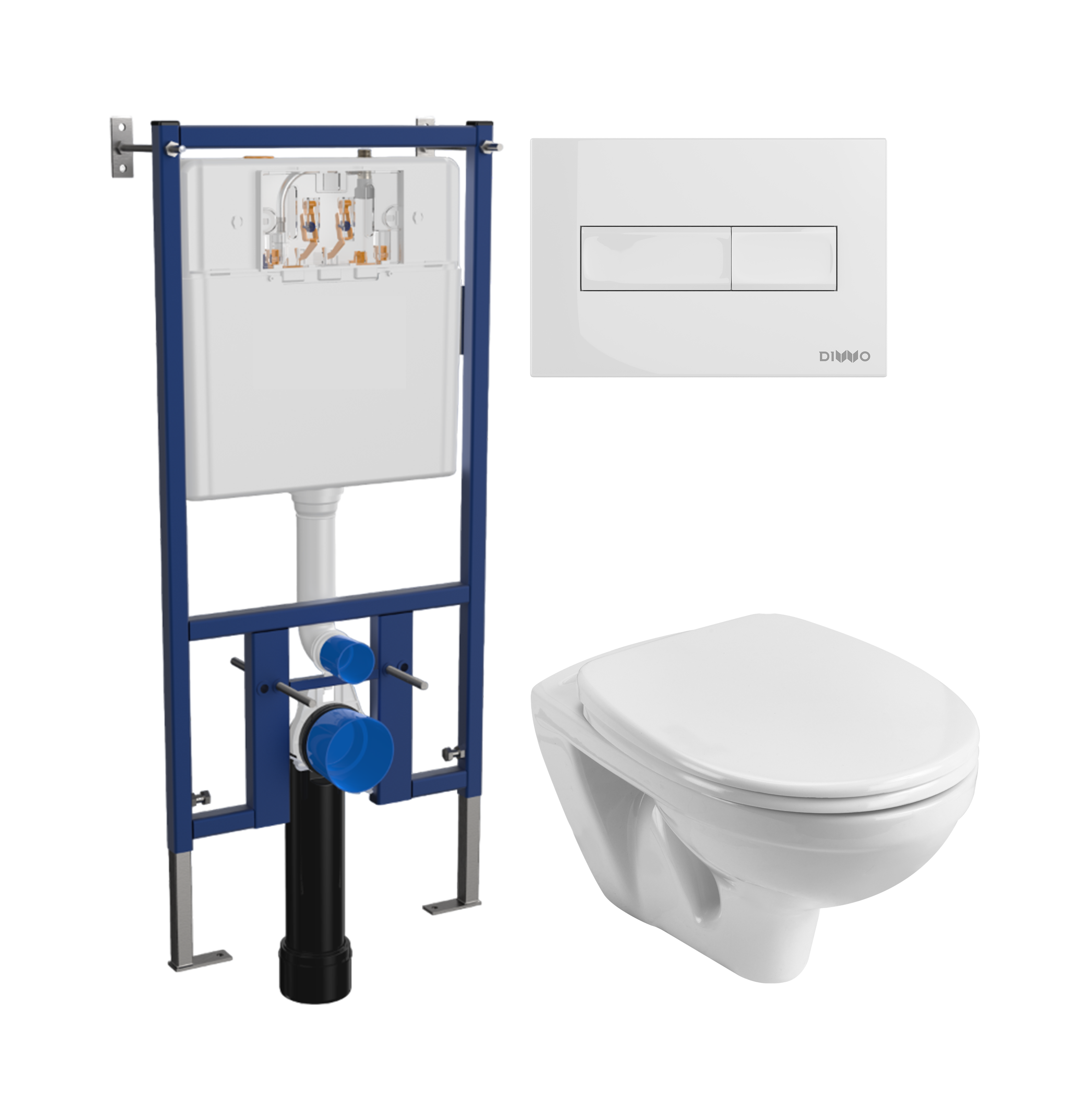 Комплект 3 в 1 Унитаз подвесной Santek Бореаль 1WH301977 + Инсталляция DIWO 4501 + Кнопка 7320 цвет глянцевый белый