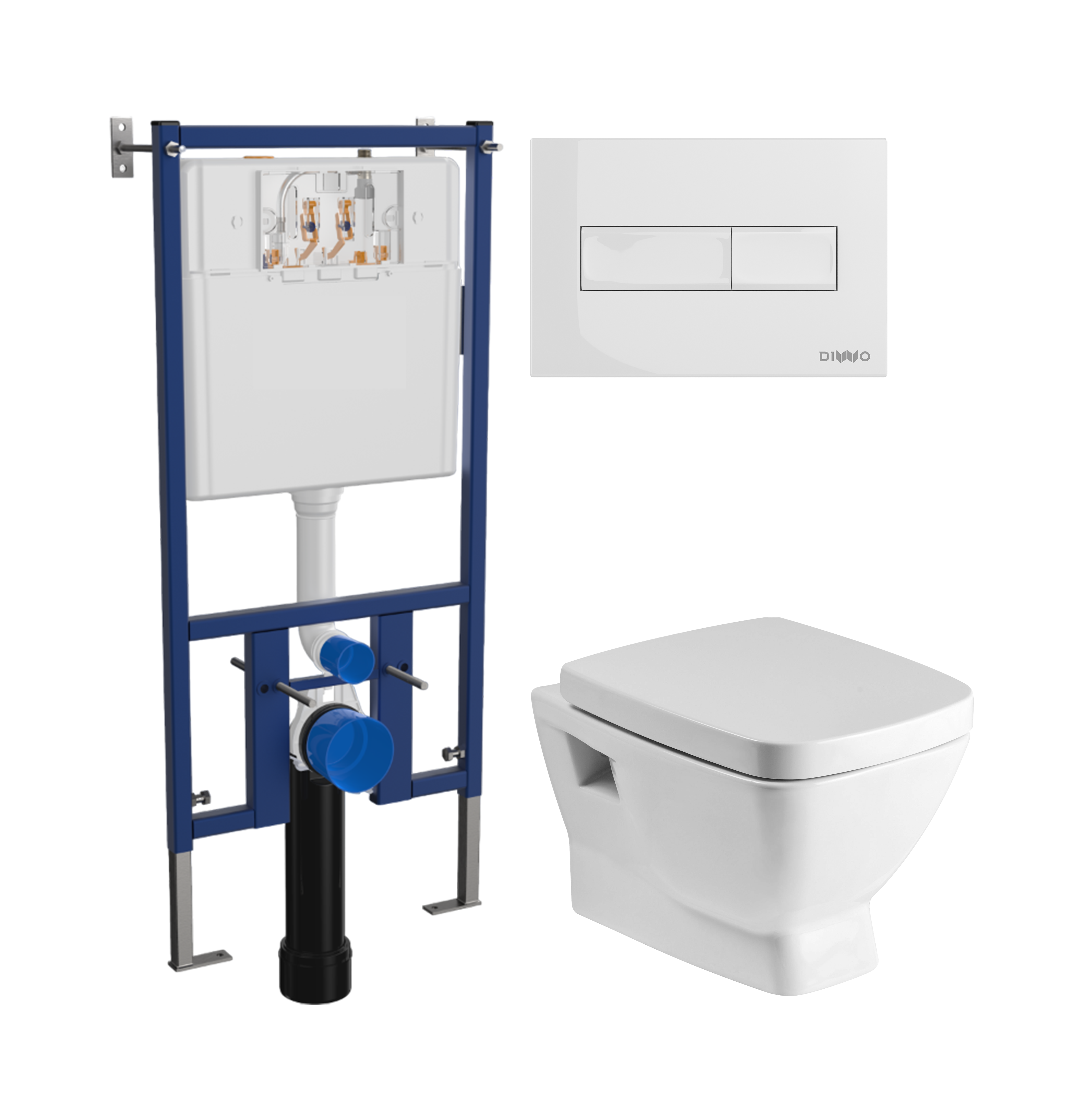 Комплект 3 в 1 Унитаз подвесной Santek Нео 1WH302423 + Инсталляция DIWO 4501 + Кнопка 7320 цвет глянцевый белый