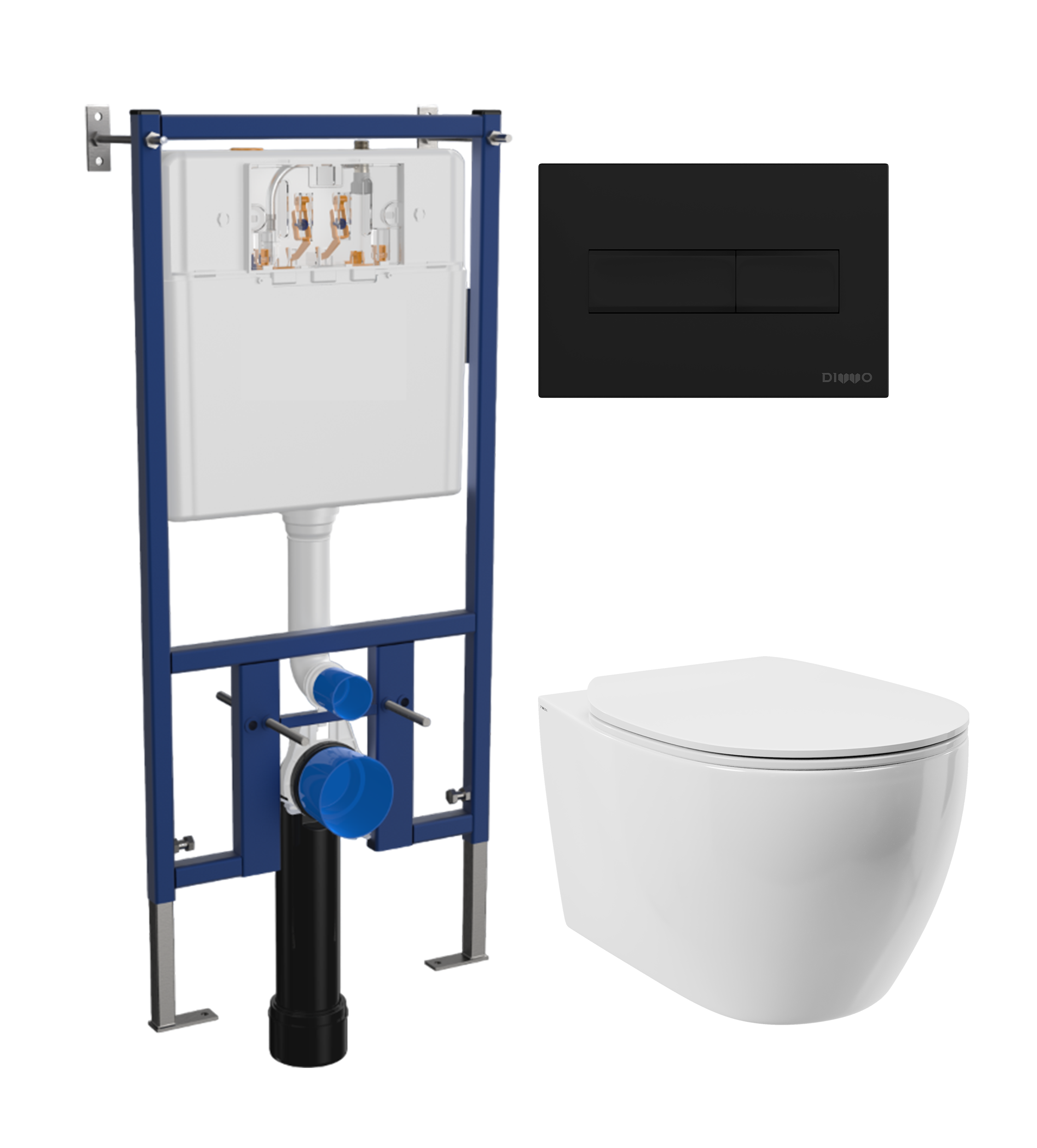 Комплект 3 в 1 Унитаз подвесной STWORKI Муле HDC510NWH + Инсталляция DIWO 4501 + Кнопка 7323 цвет матовый черный