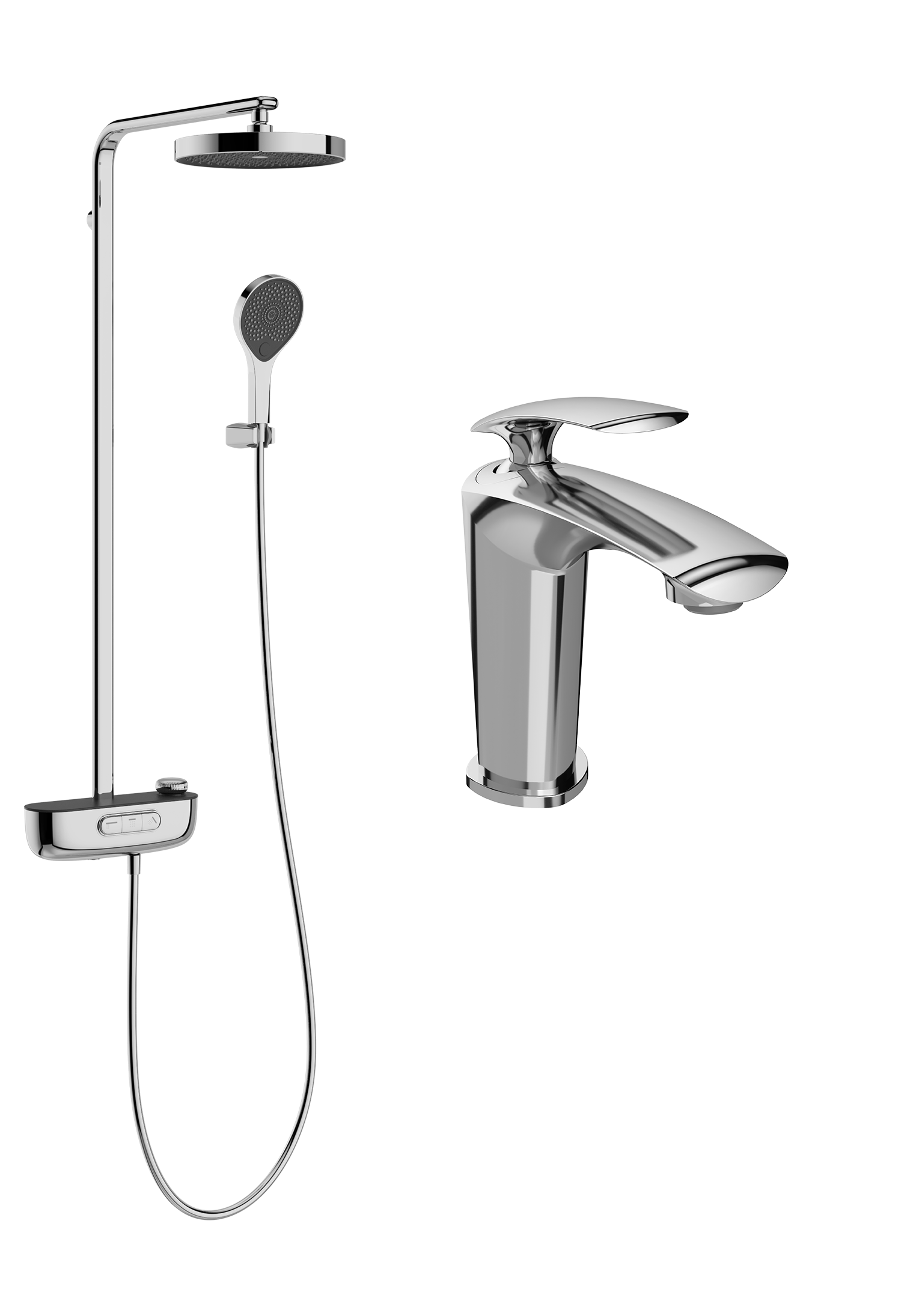 Комплект для ванной Смеситель STWORKI Гётеборг S03010CR, хром + Стойка S03170CR, хром