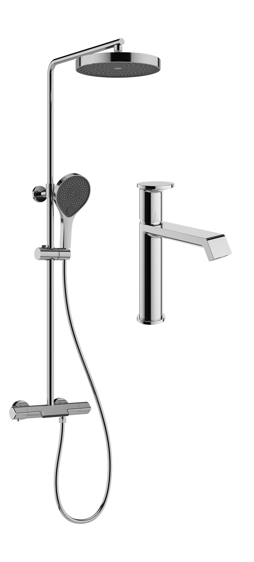 Комплект для ванной Смеситель STWORKI Лерум S04010CR, хром + Стойка S04170CR, хром