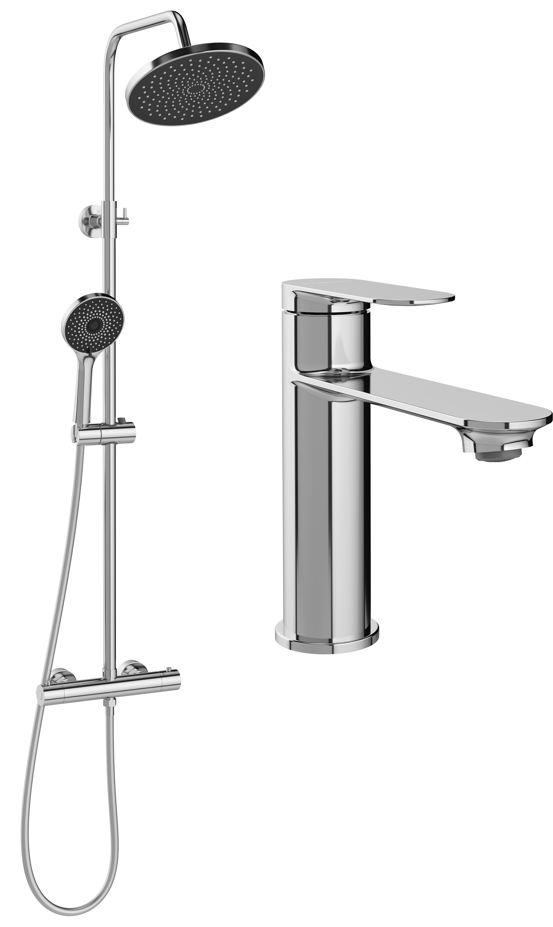 Комплект для ванной Смеситель STWORKI Сортланд S10010CR, хром + Стойка S10160CR, хром