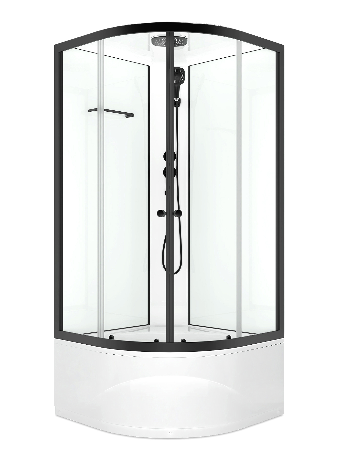 Душевая кабина STWORKI Гриндстед 80x80, черный матовый профиль, высокий поддон