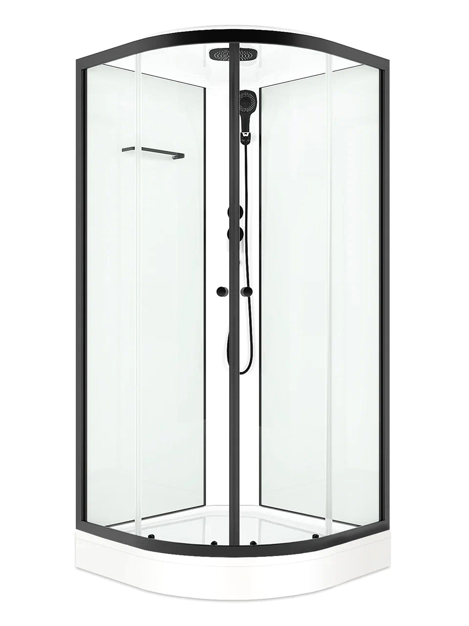 Душевая кабина STWORKI Гриндстед 90x90, черный матовый профиль, низкий поддон