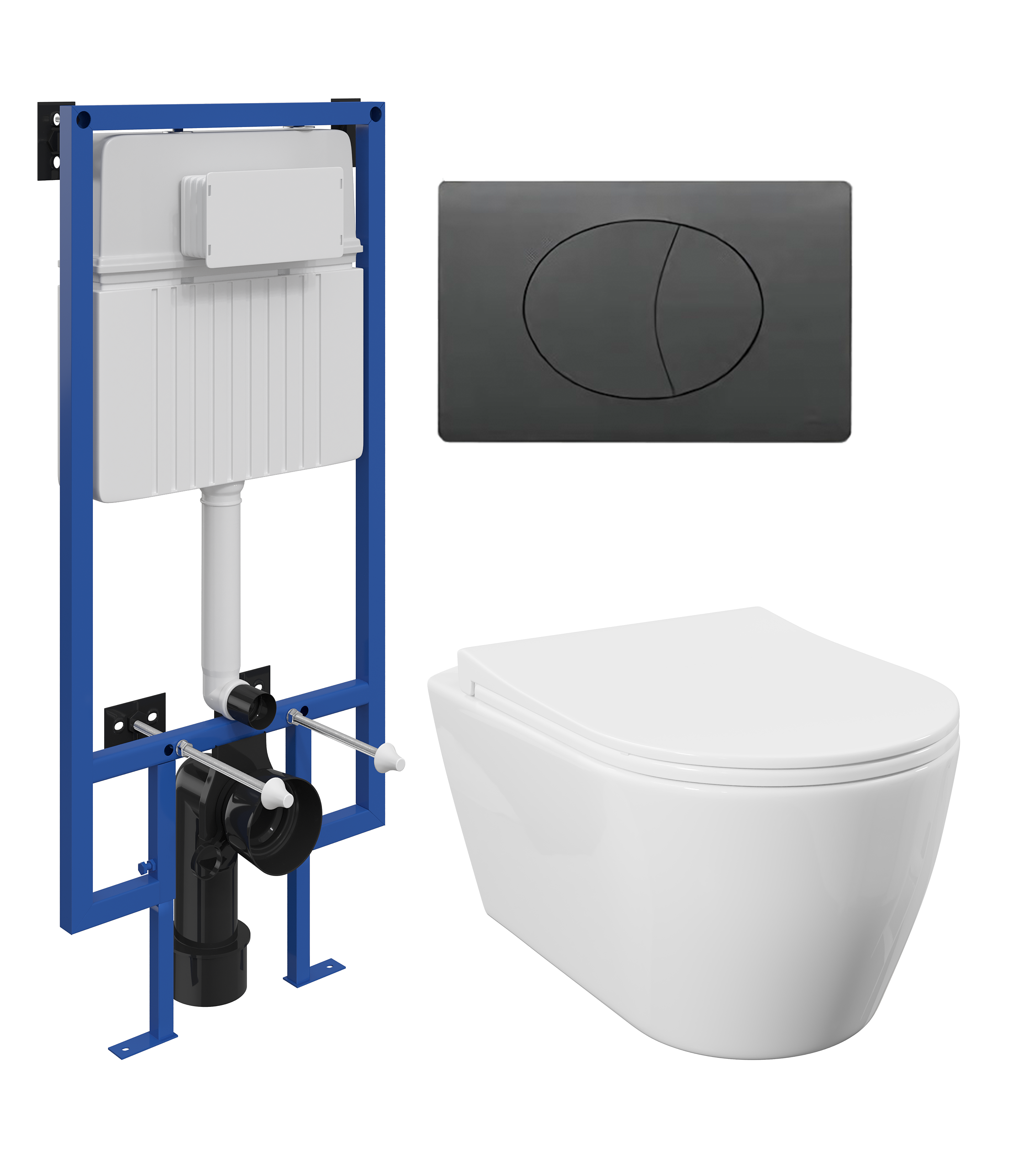 Комплект 3 в 1 Унитаз подвесной STWORKI Ноттвиль SETK3104-2616 белый + Инсталляция 510162 + Кнопка 230858