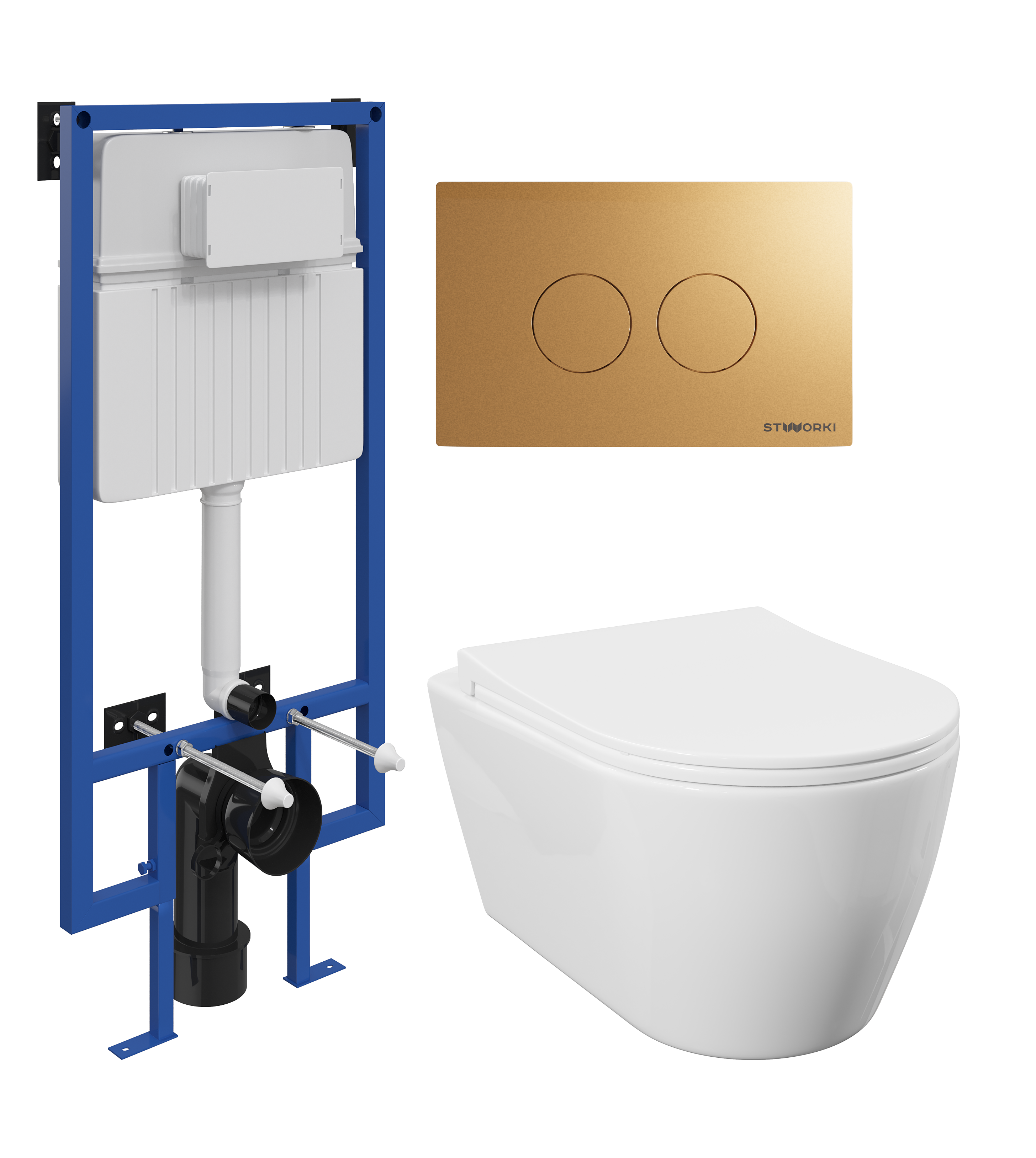 Комплект 3 в 1 Унитаз подвесной STWORKI Ноттвиль SETK3104-2616 белый + Инсталляция 510162 + Кнопка Хельсинки 500474