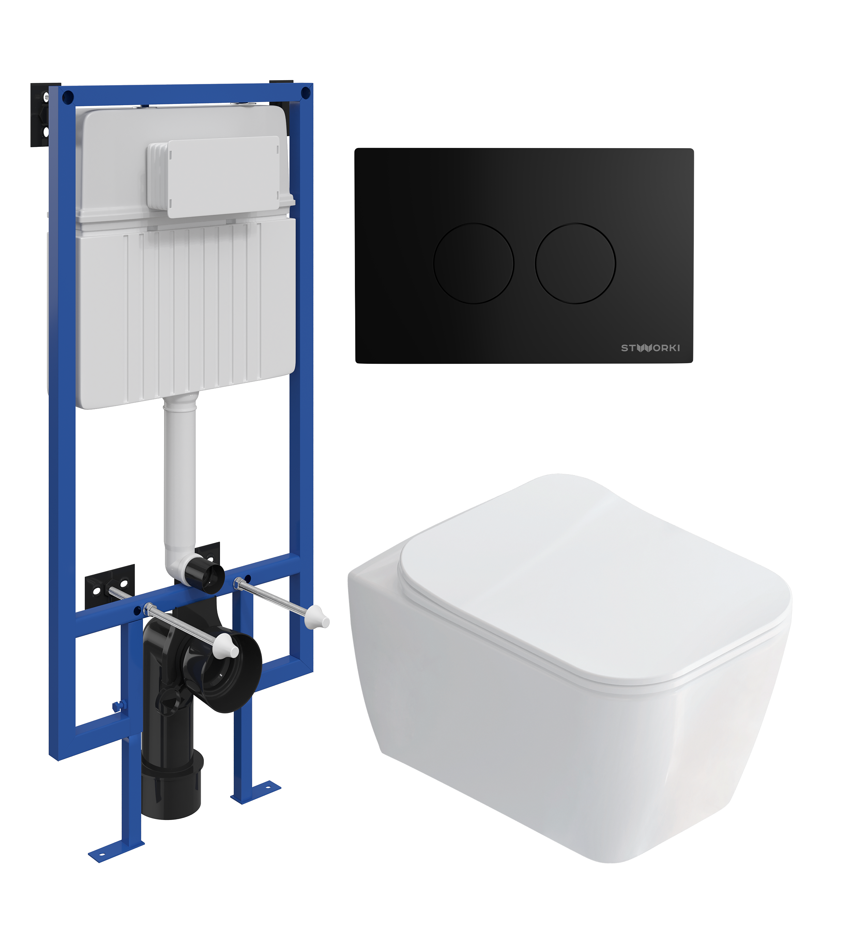 Комплект 3 в 1 Унитаз подвесной STWORKI Монтре SETK3204-2616 + Инсталляция 510162 + Кнопка Хельсинки 500471