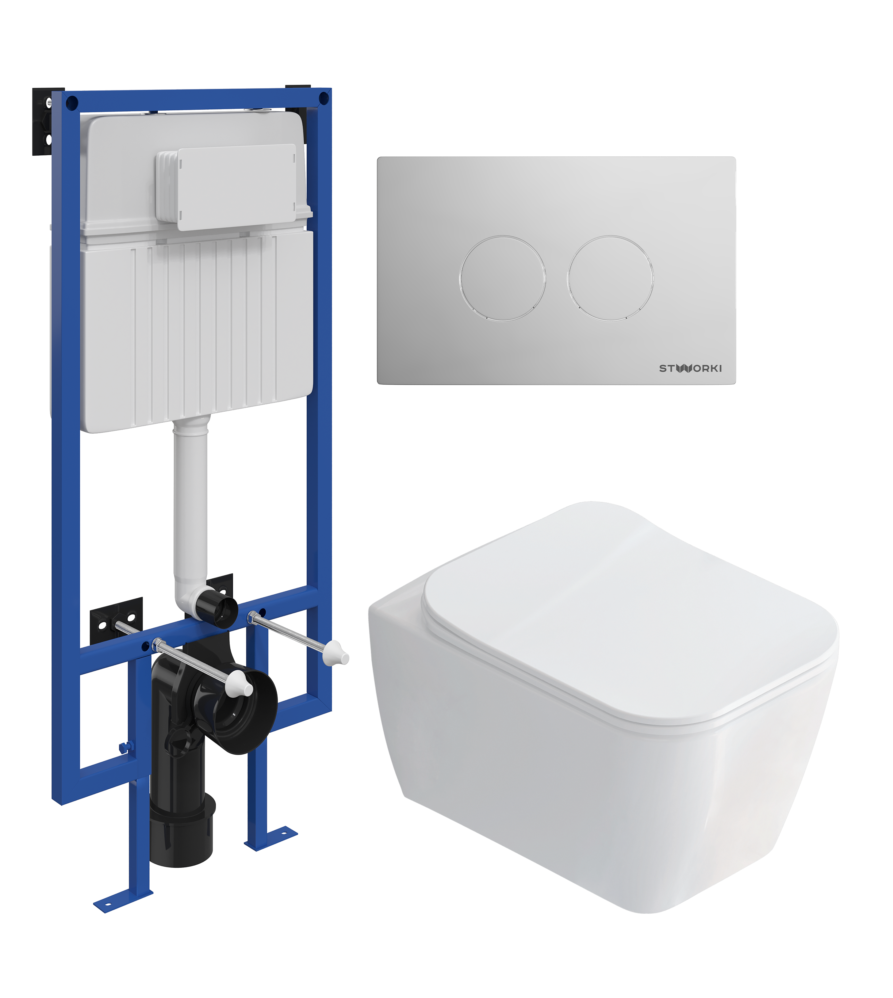 Комплект 3 в 1 Унитаз подвесной STWORKI Монтре SETK3204-2616 + Инсталляция 510162 + Кнопка Хельсинки 500472
