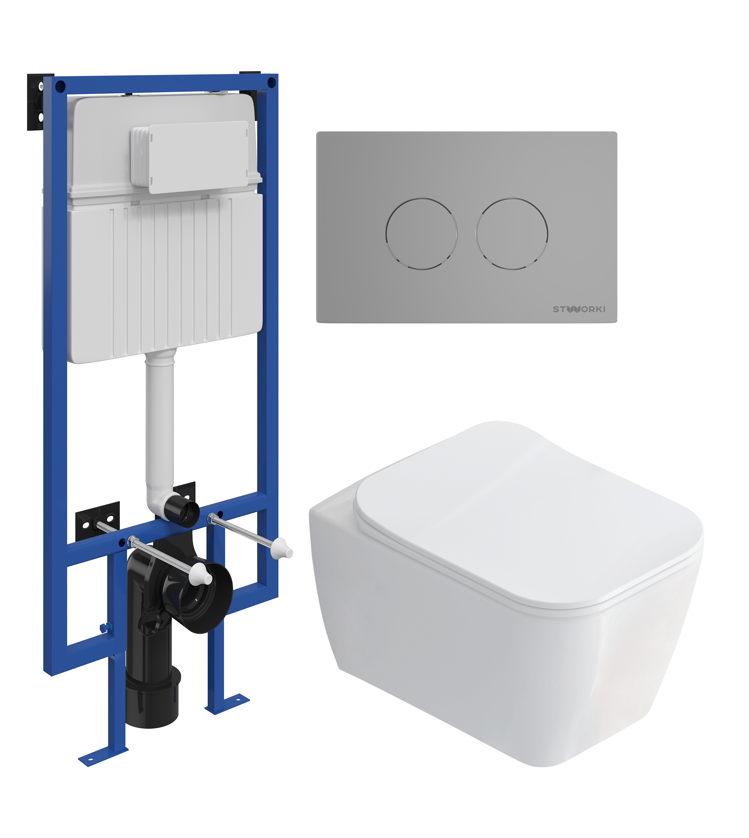 Комплект 3 в 1 Унитаз подвесной STWORKI Монтре SETK3204-2616 + Инсталляция 510162 + Кнопка Хельсинки 500473