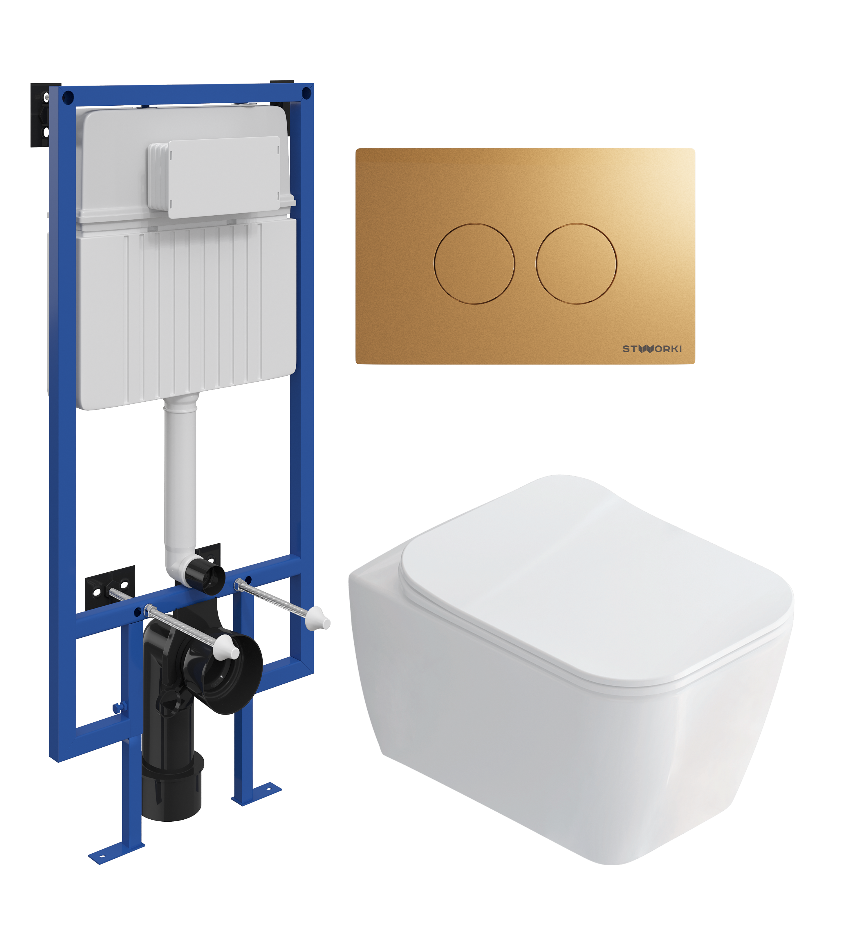 Комплект 3 в 1 Унитаз подвесной STWORKI Монтре SETK3204-2616 + Инсталляция 510162 + Кнопка Хельсинки 500474