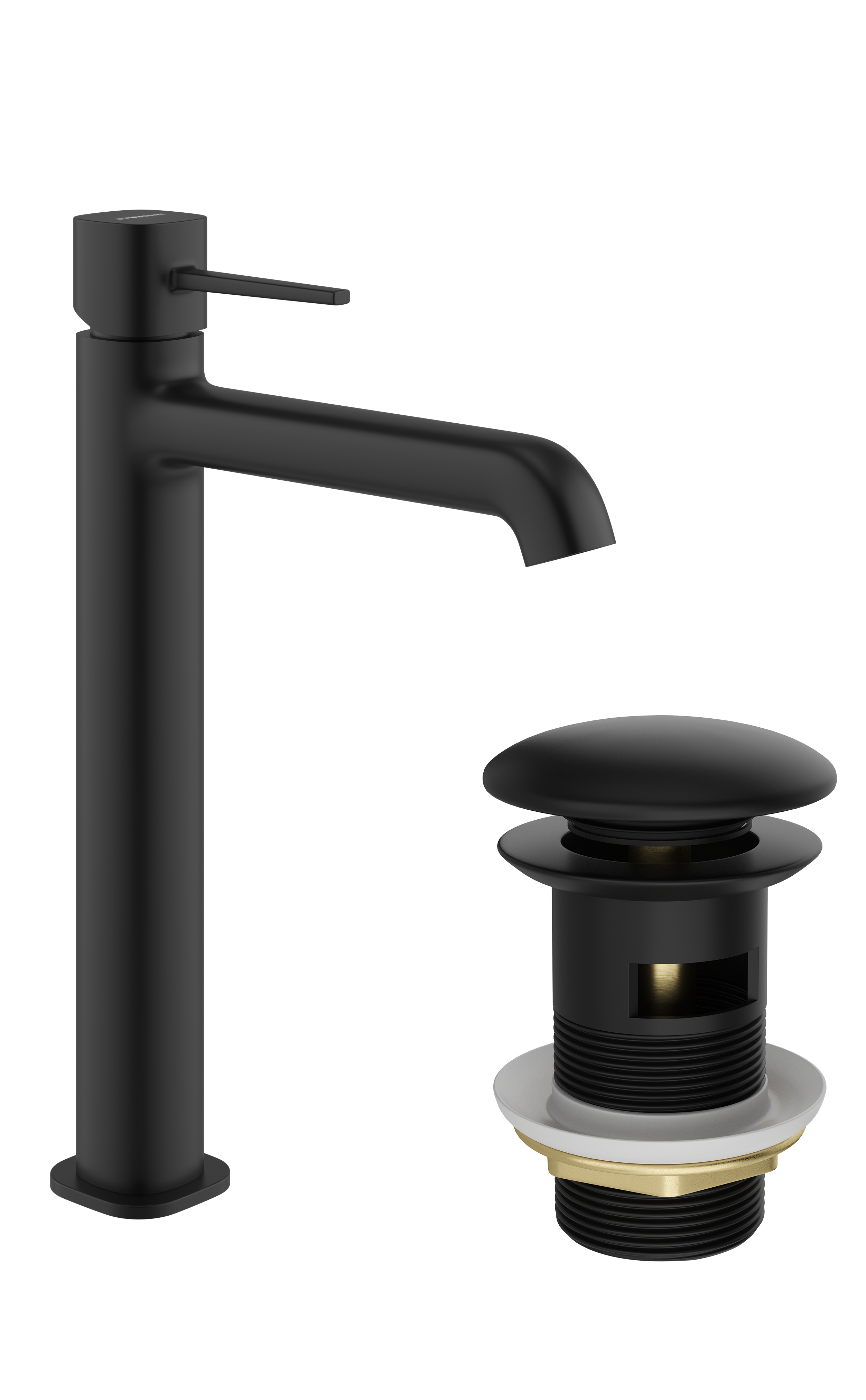 Смеситель для раковины STWORKI Эстерсунд S31020BK + донный клапан SW-001BK черный матовый